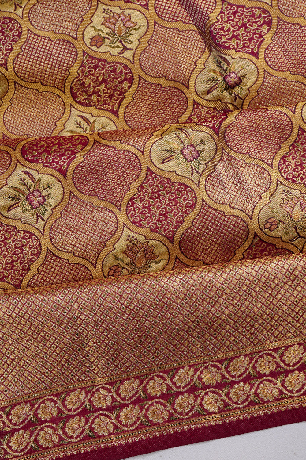 Kanchipuram Silk Brocade Maroon Saree