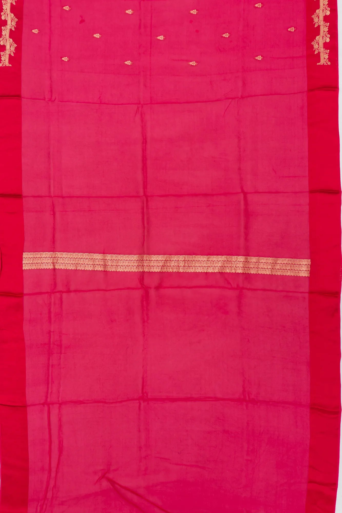 Organza Butta Red Saree With Satin Border