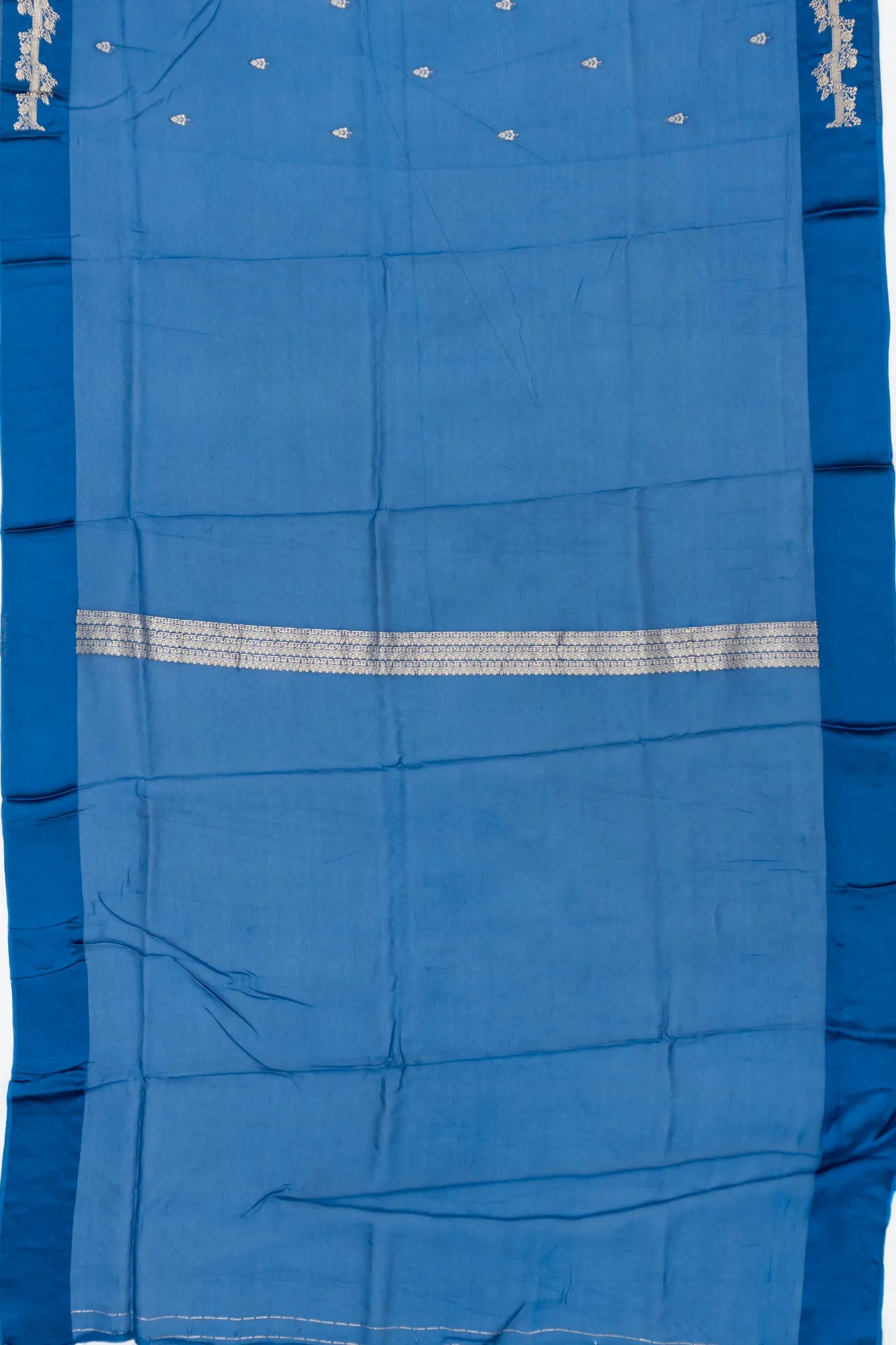 Organza Butta Teal Blue Saree With Satin Border