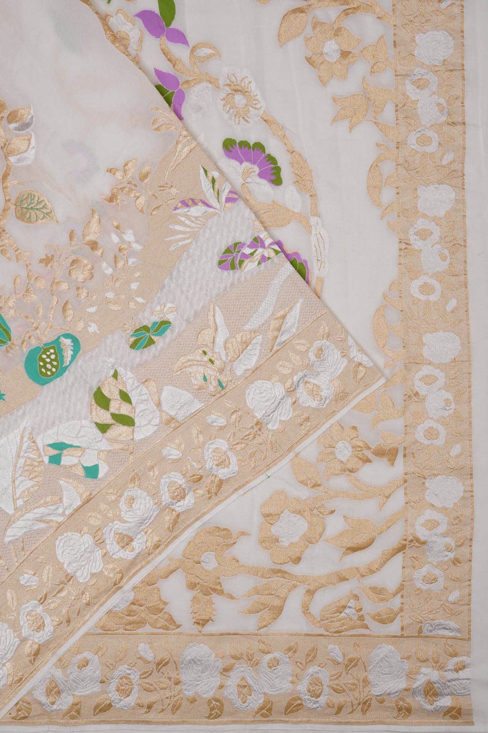 Banarasi Georgette Jaal White Saree