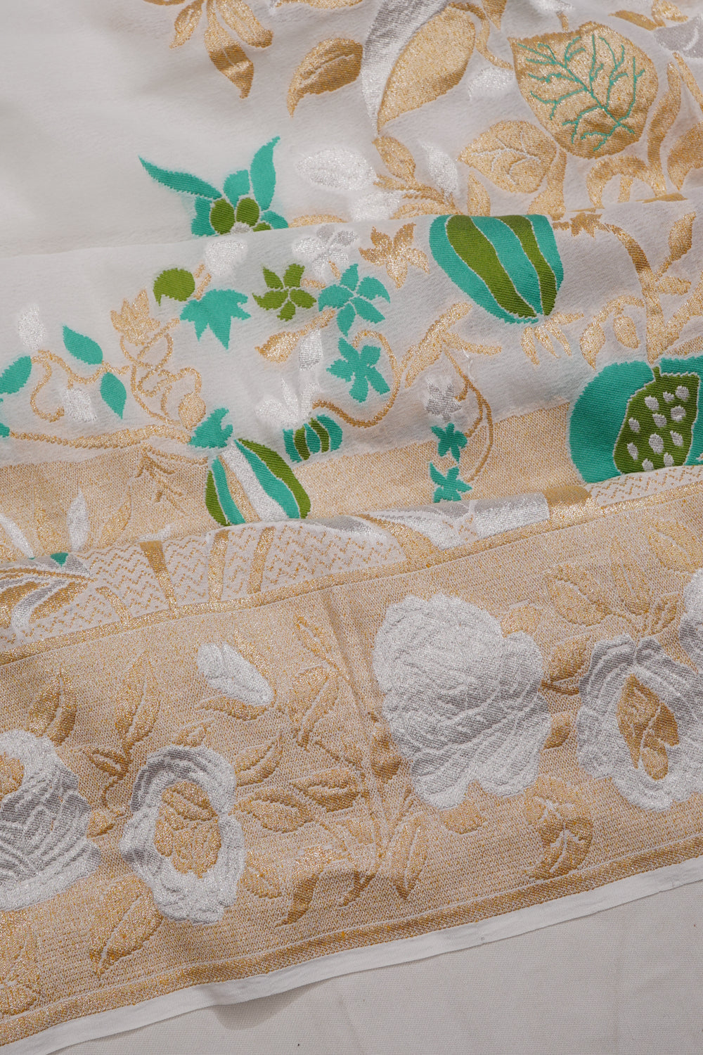 Banarasi Georgette Jaal White Saree