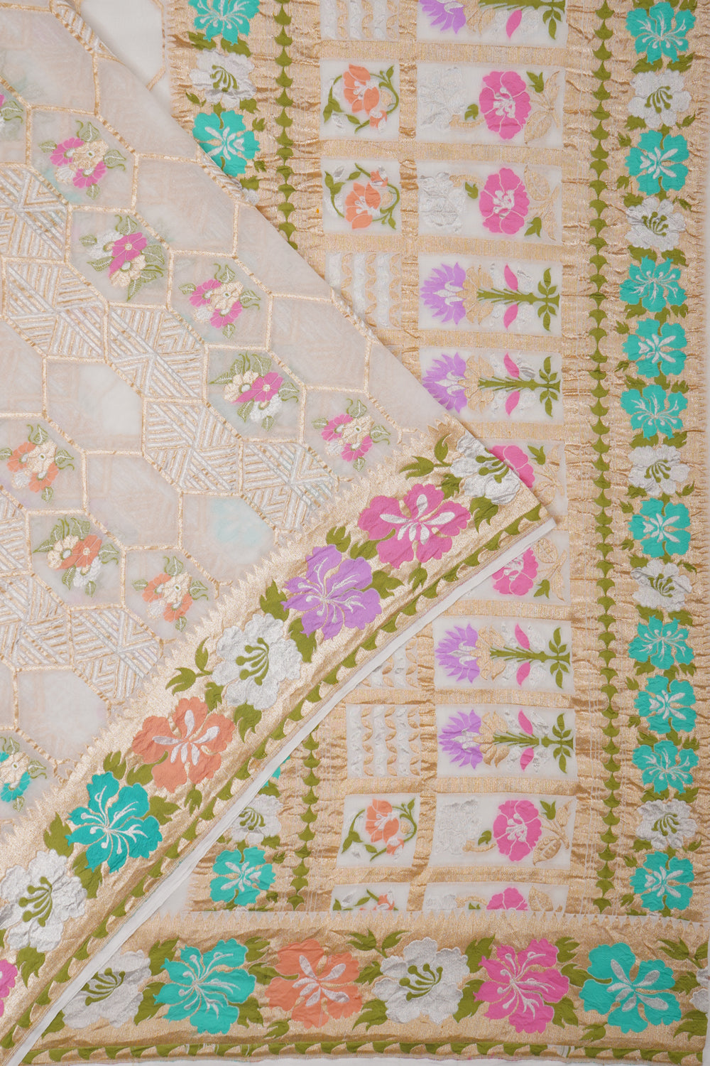 Banarasi Georgette Brocade White Saree