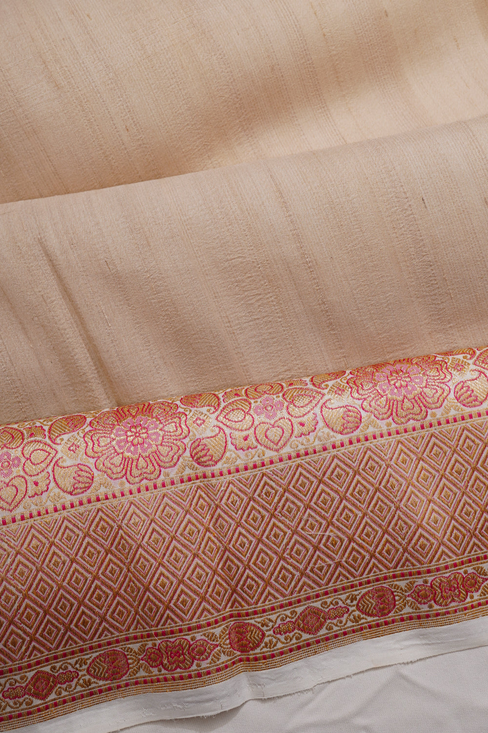 Banarasi Tussar Plain Beige Saree