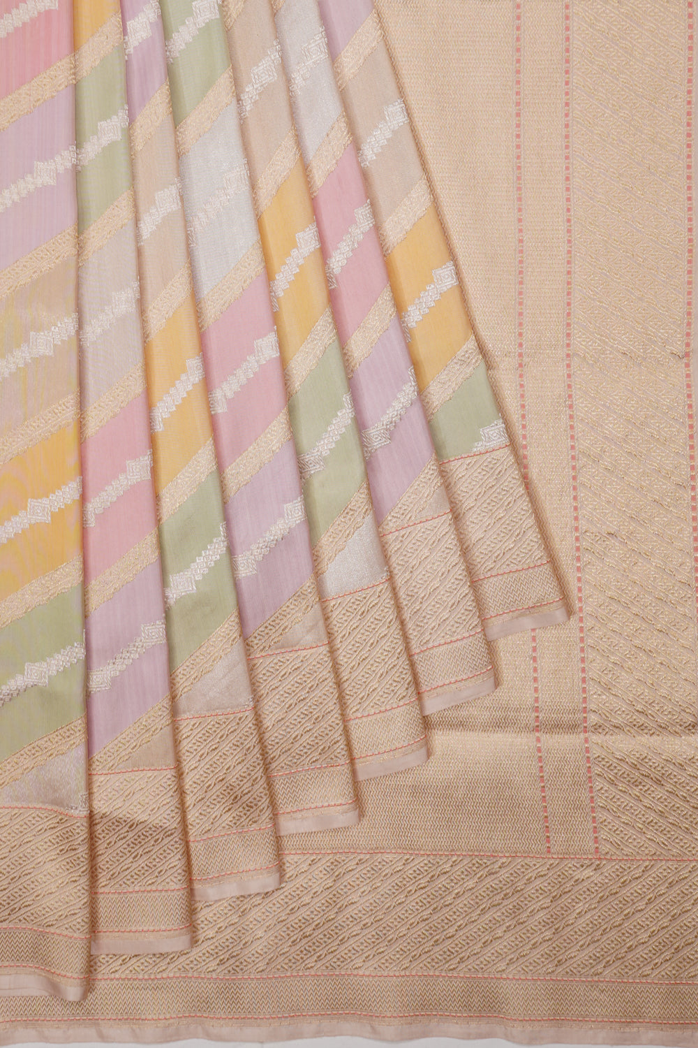 Banarasi Silk Leheriya Rangkat Cream Saree