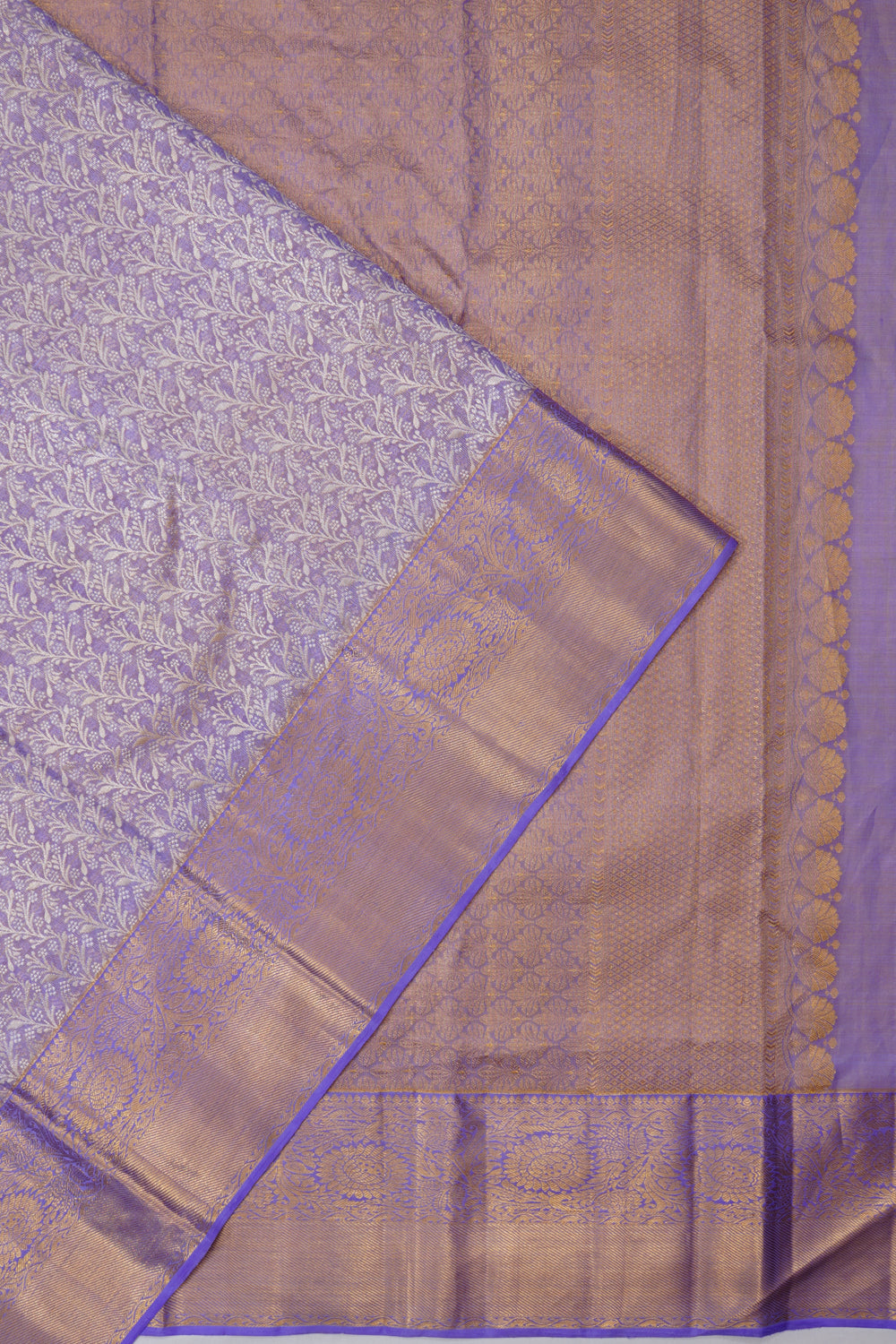 Kanchipuram Silk Tissue Brocade Lavender Saree