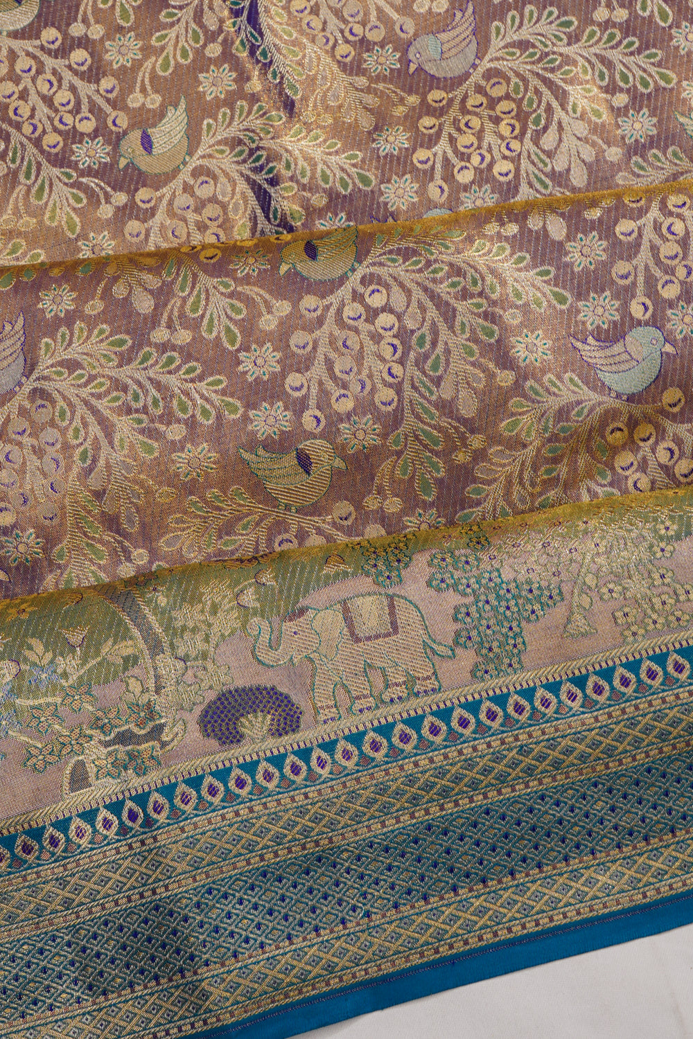 Kanchipuram Silk Tissue Brocade Violet Saree