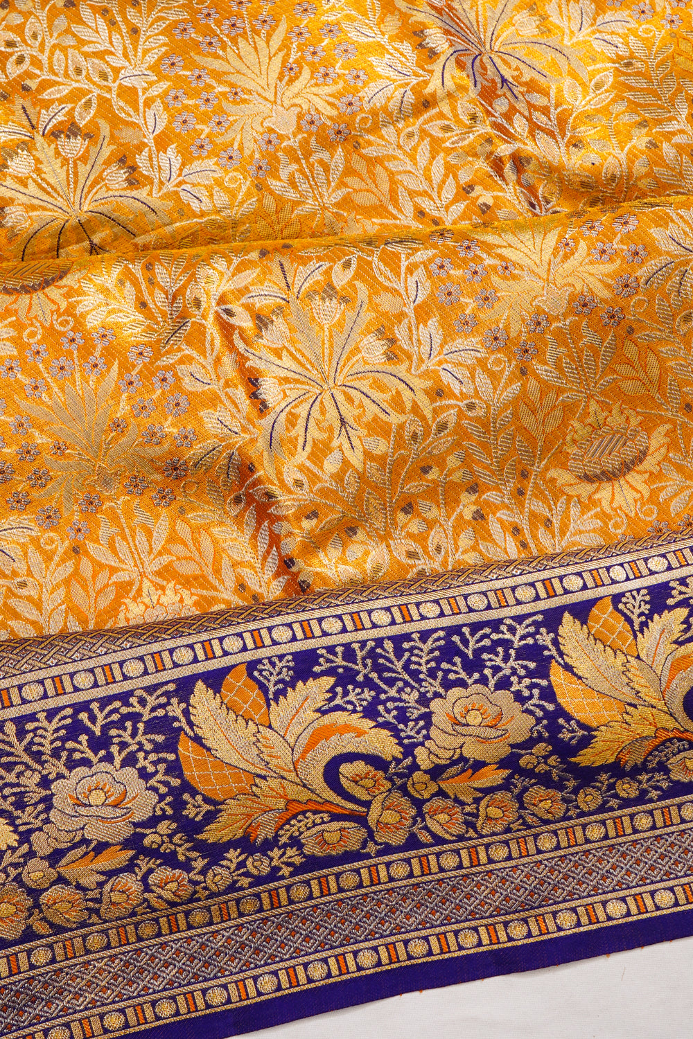 Kanchipuram Silk Tissue Brocade Gold Saree