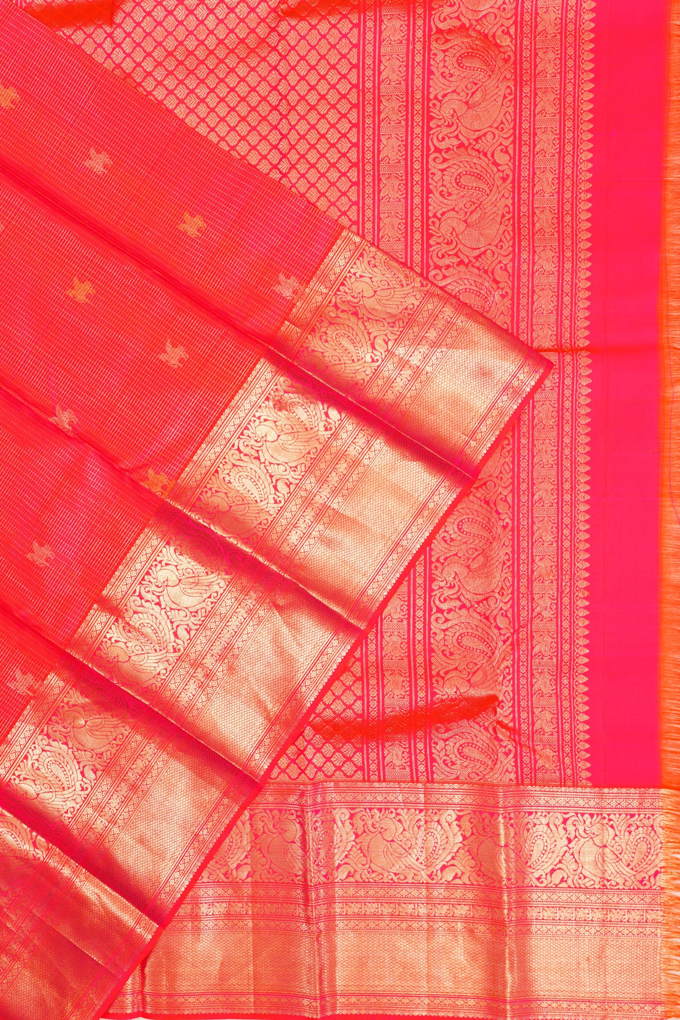 Taranga Kanchi Silk Checks And Butta Pink Saree