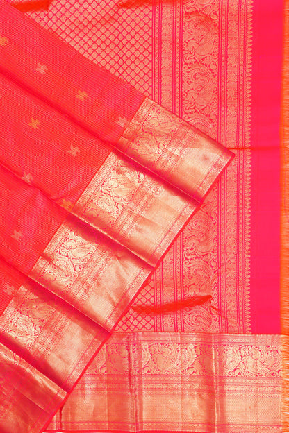 Taranga Kanchi Silk Checks And Butta Pink Saree