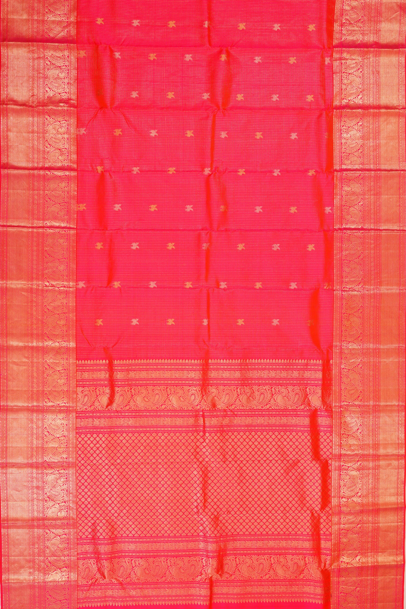 Taranga Kanchi Silk Checks And Butta Pink Saree