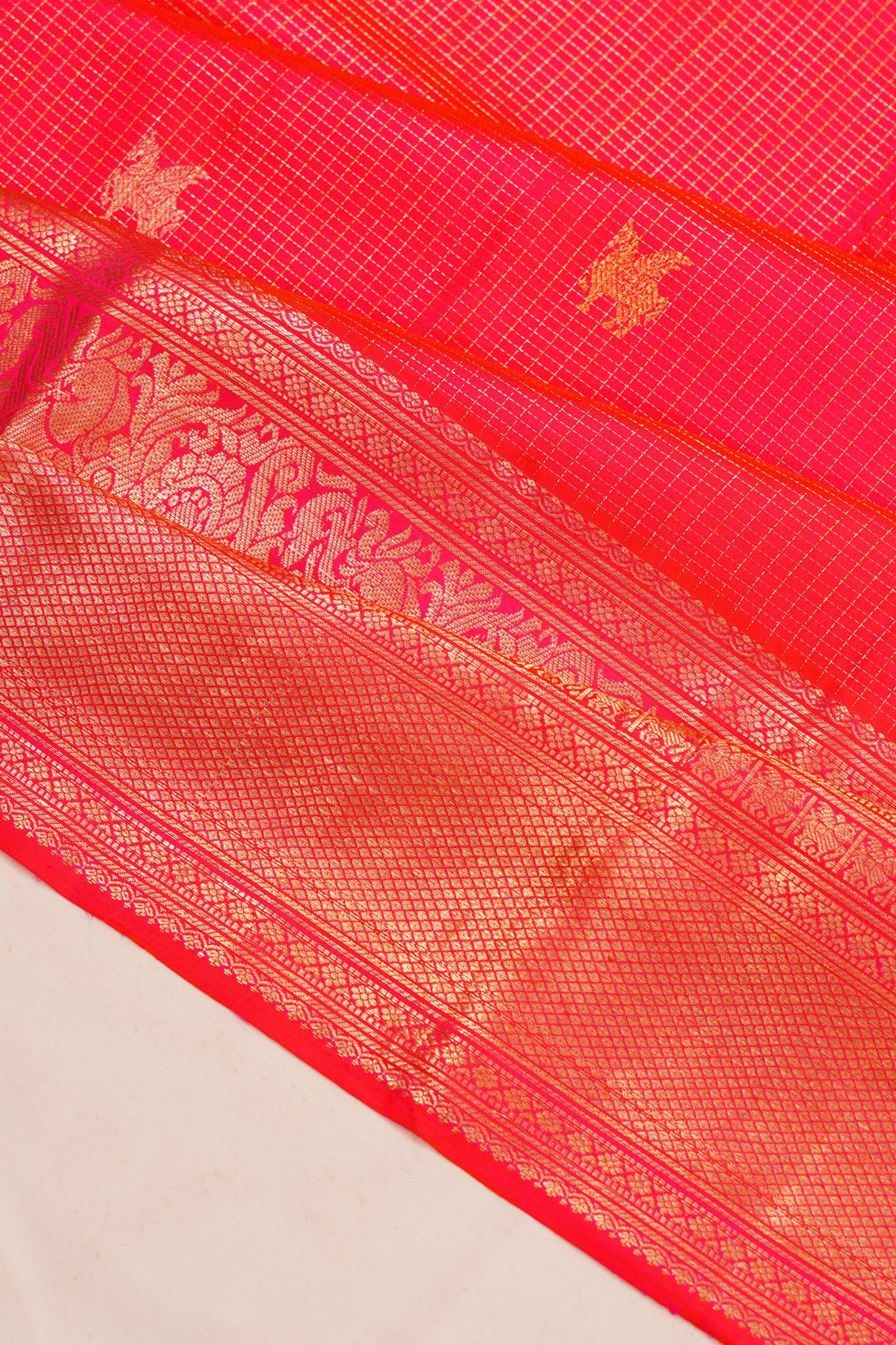 Taranga Kanchi Silk Checks And Butta Pink Saree