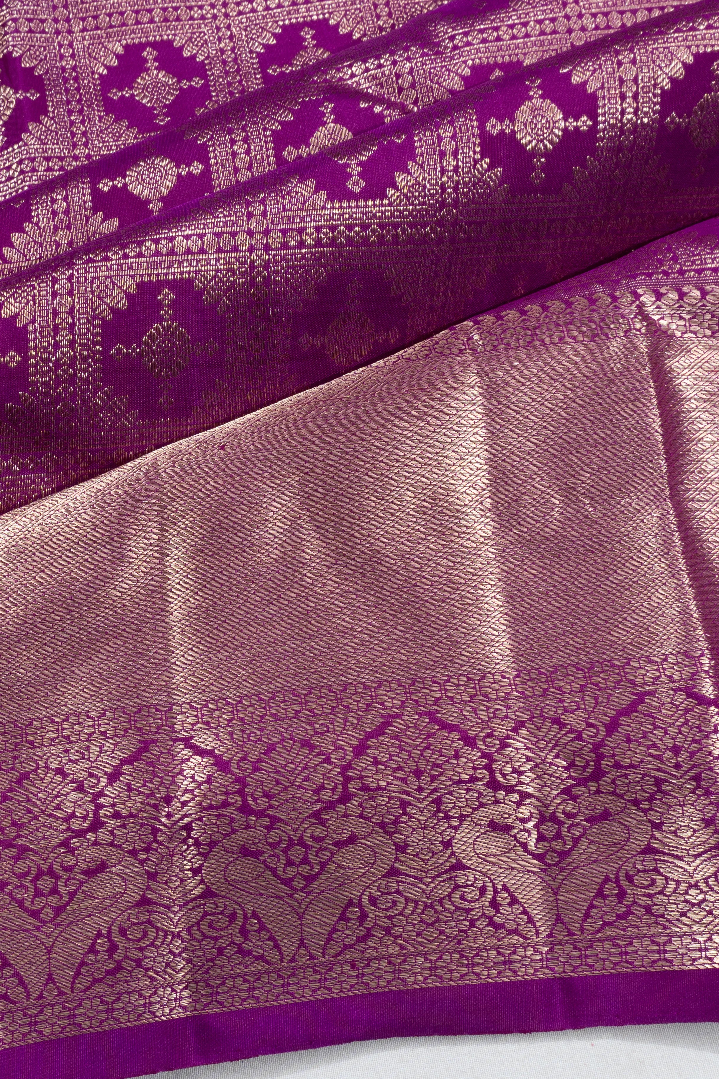 Kanchipuram Silk Brocade Purple Saree