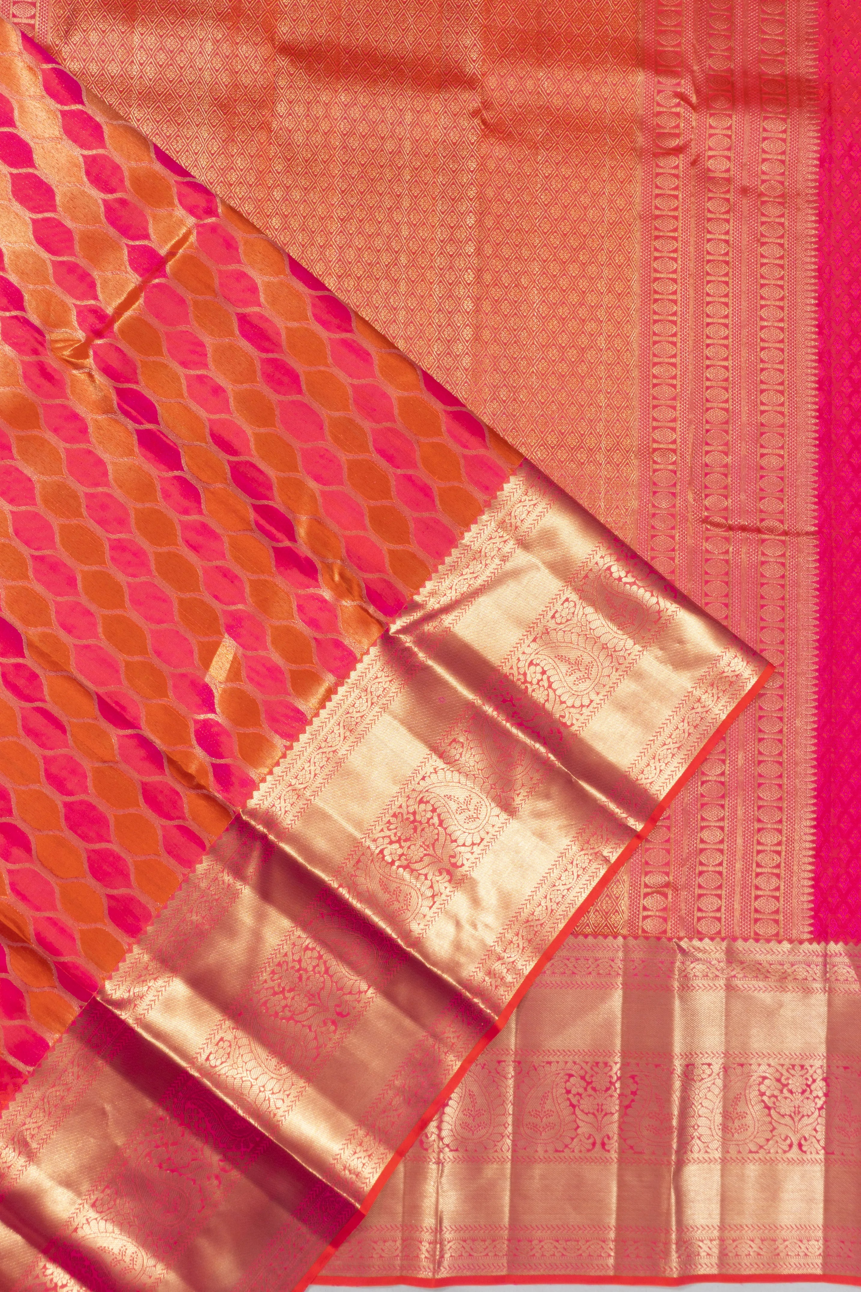 Kanchipuram Silk Brocade Pink Saree