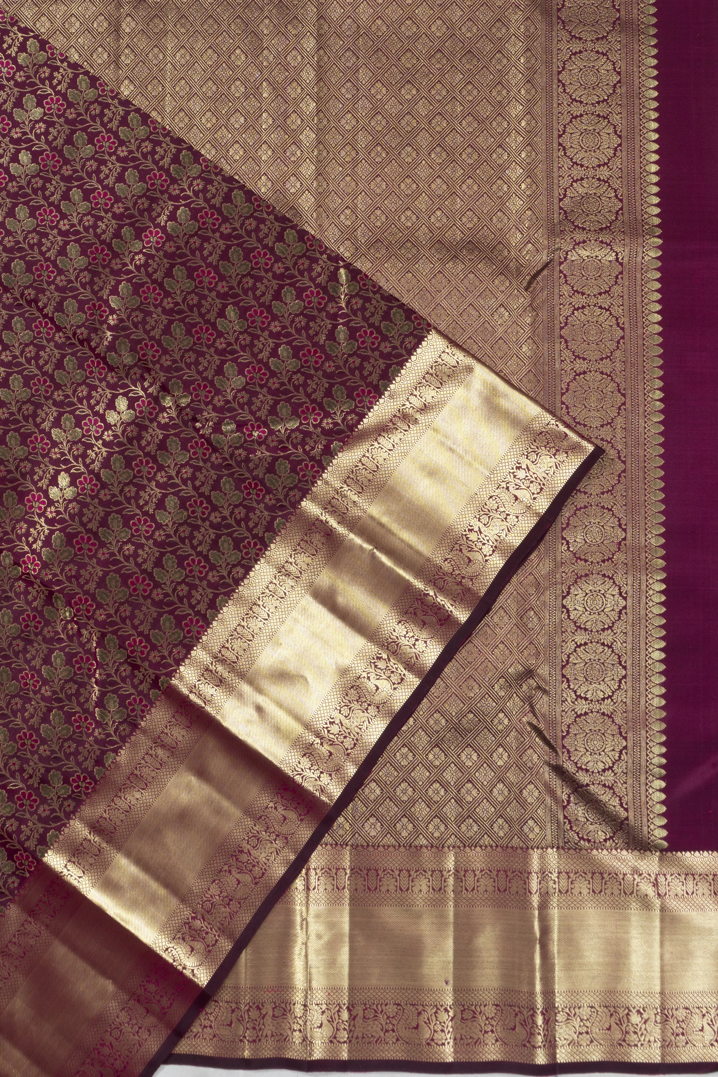 Kanchipuram Silk Brocade Purple Saree