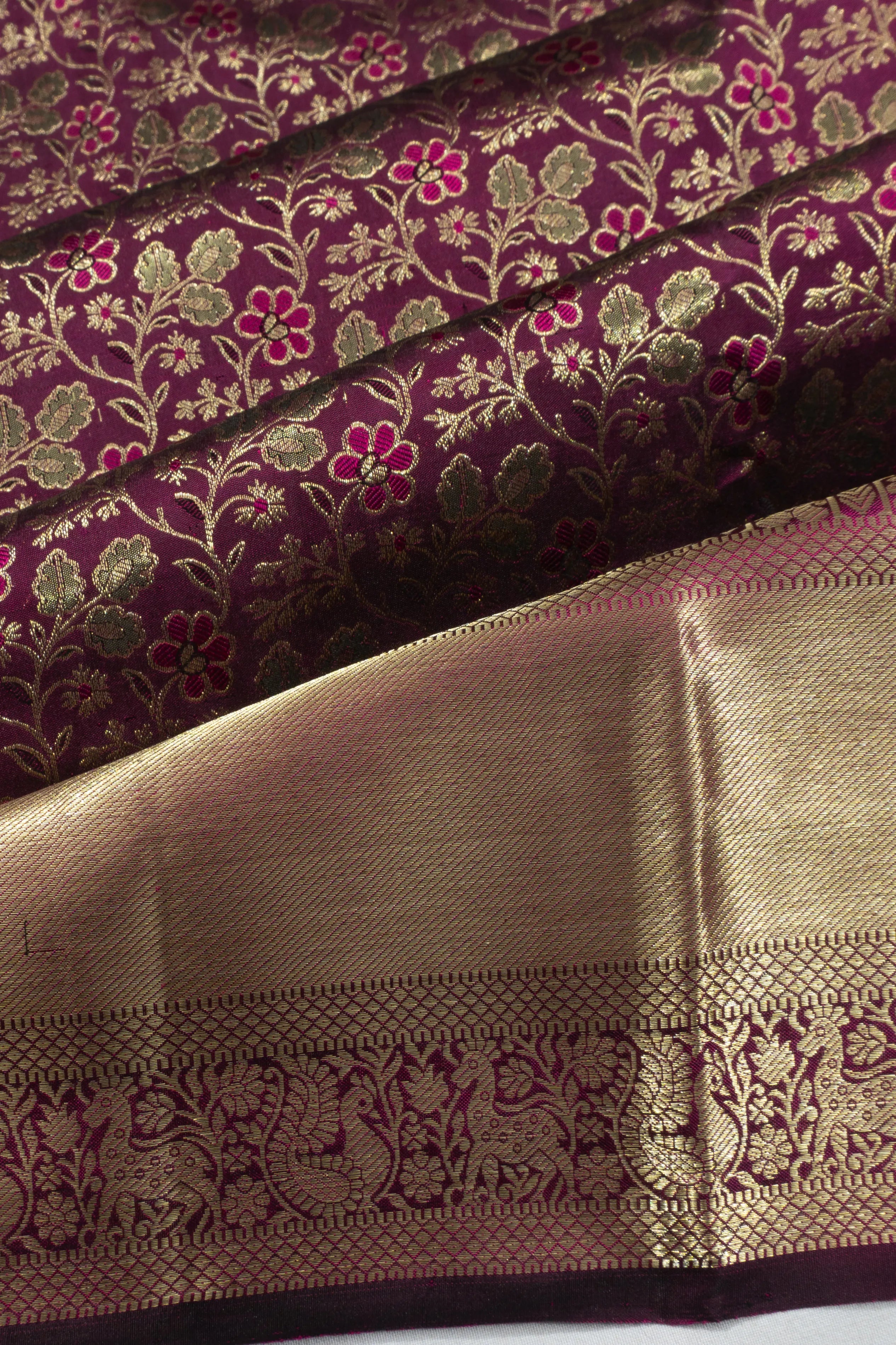 Kanchipuram Silk Brocade Purple Saree