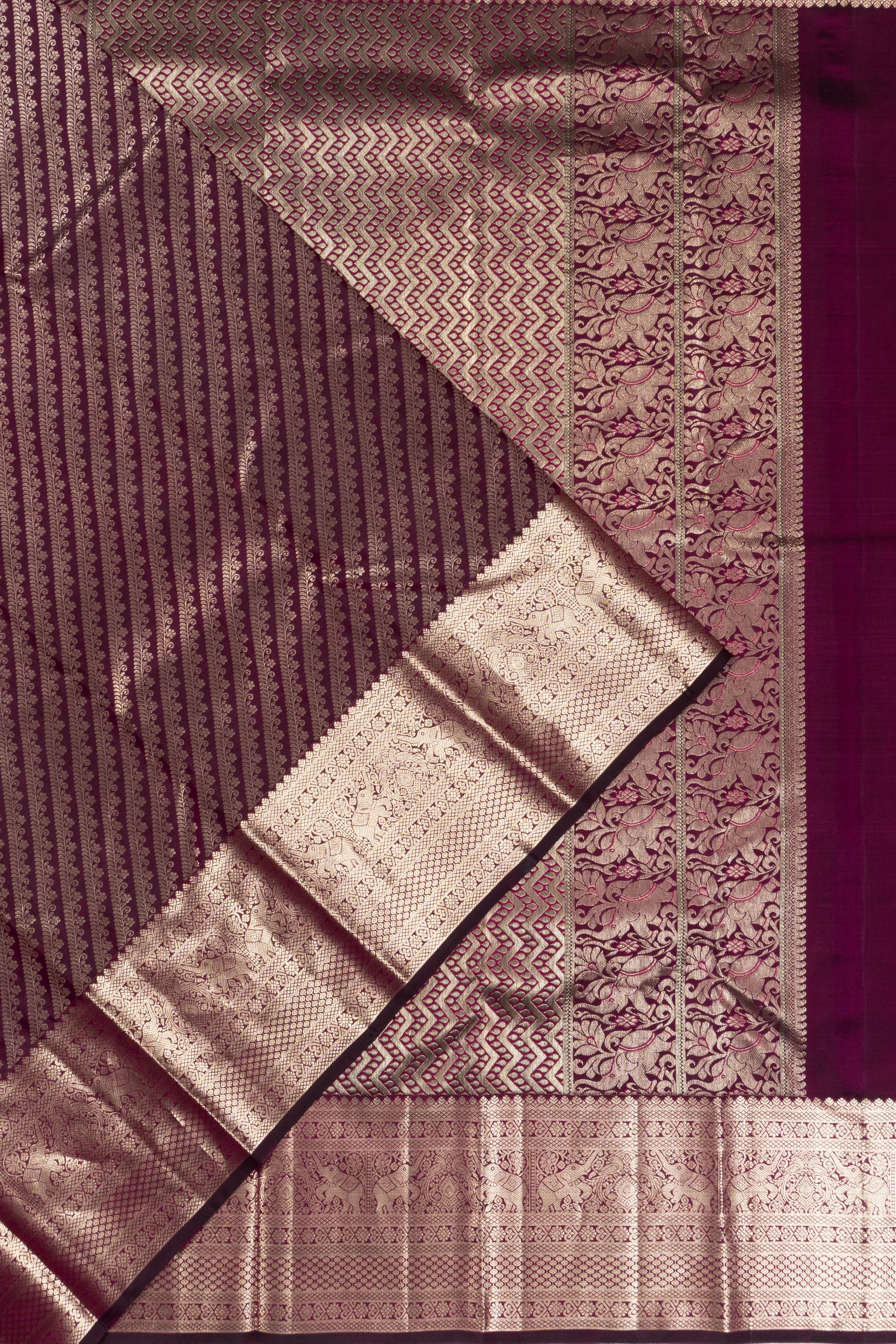 Kanchipuram Silk Brocade Purple Saree