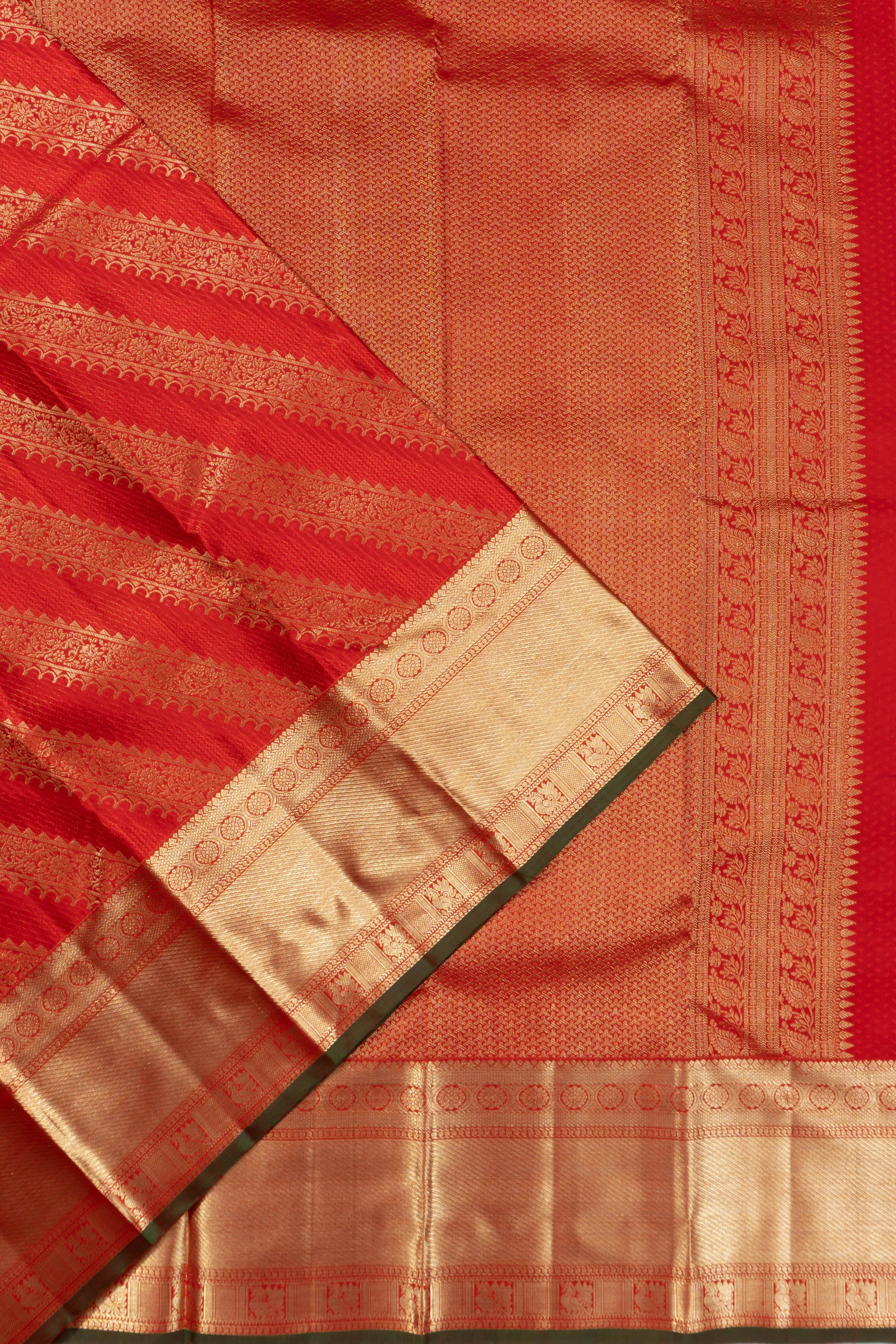 Kanchipuram Silk Brocade Red Saree