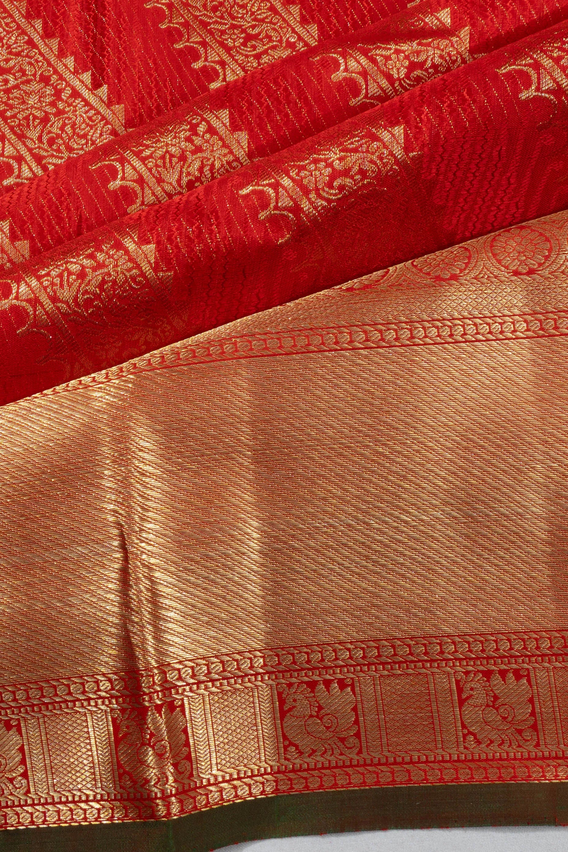 Kanchipuram Silk Brocade Red Saree
