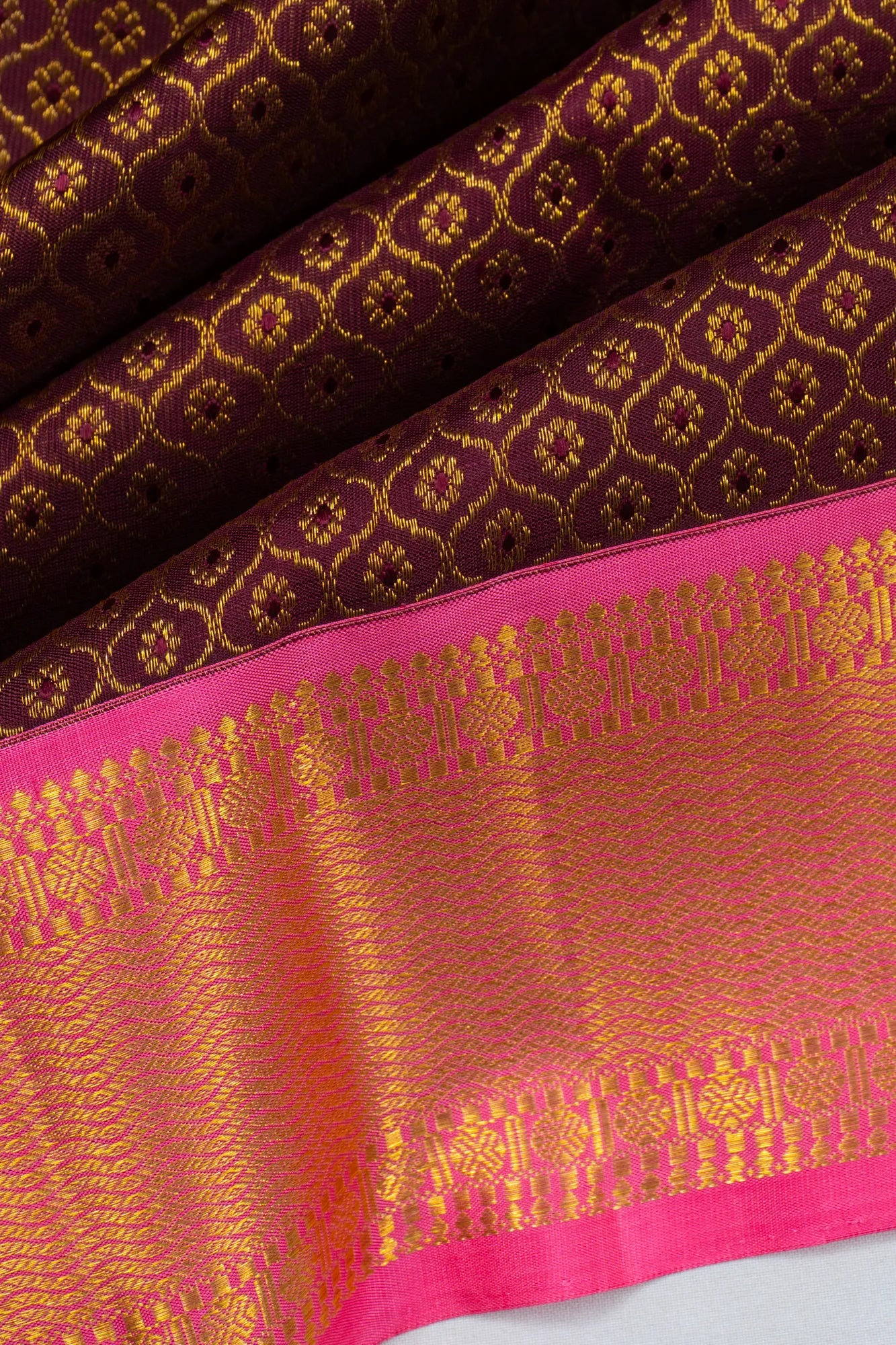 Kanchipuram Silk Brocade Brown Saree
