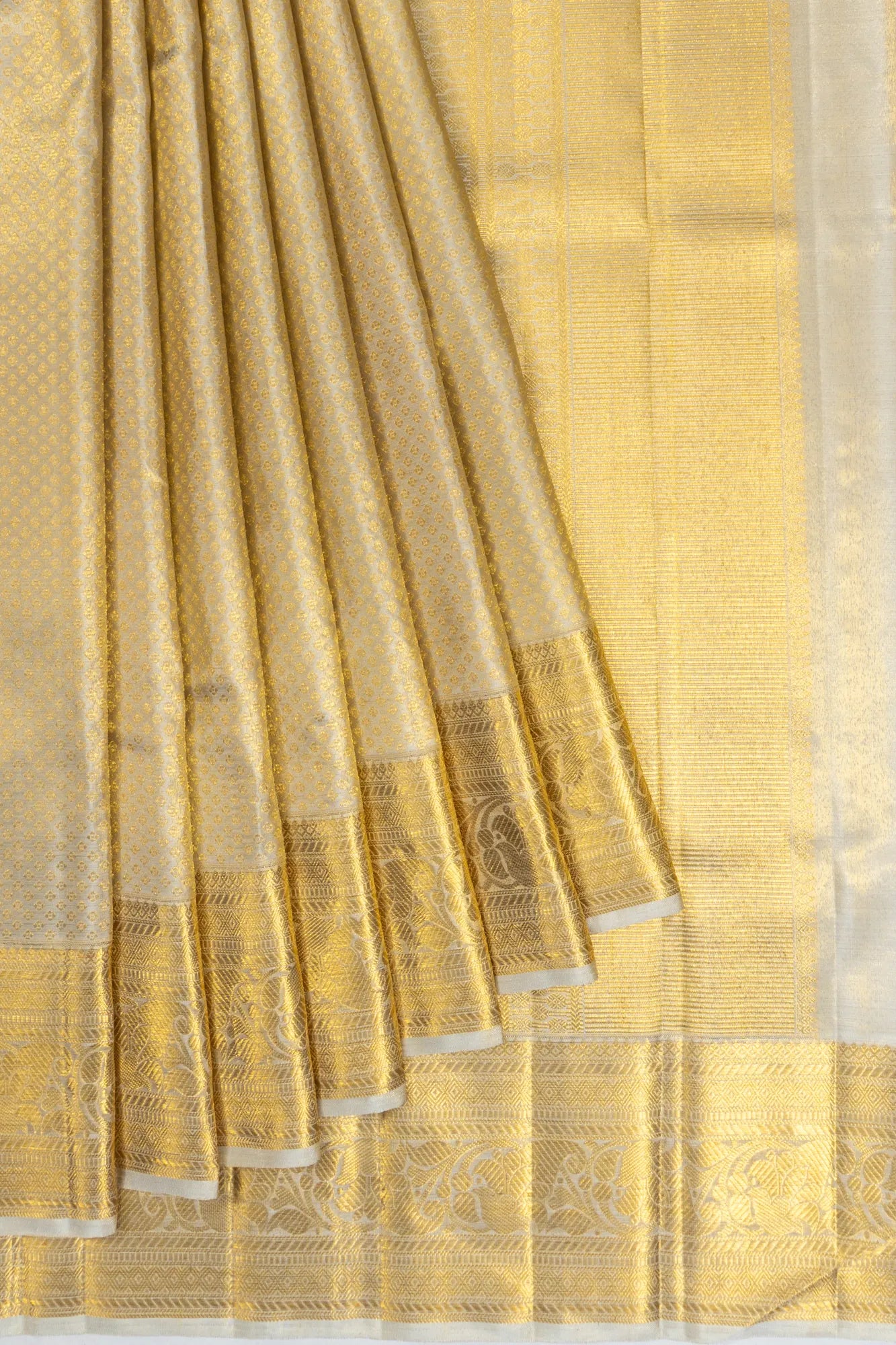 Kanchipuram Silk Tissue Brocade Gold Saree
