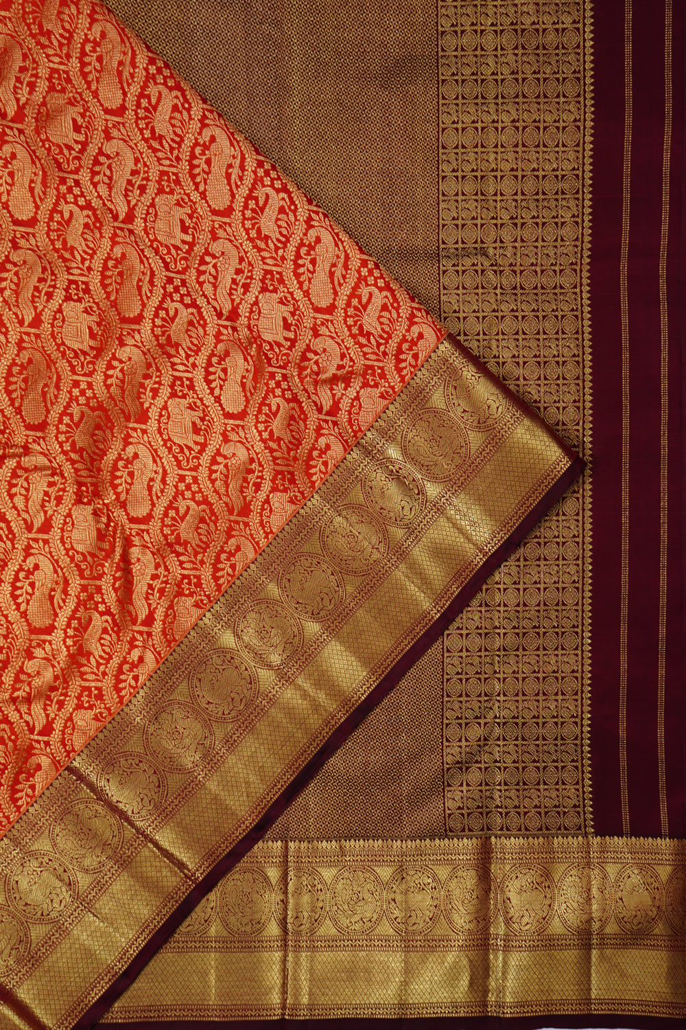 Kanchipuram Silk Brocade Red Saree
