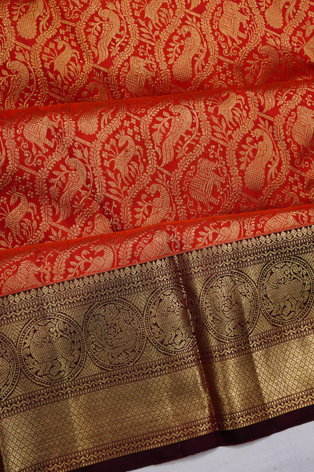 Kanchipuram Silk Brocade Red Saree