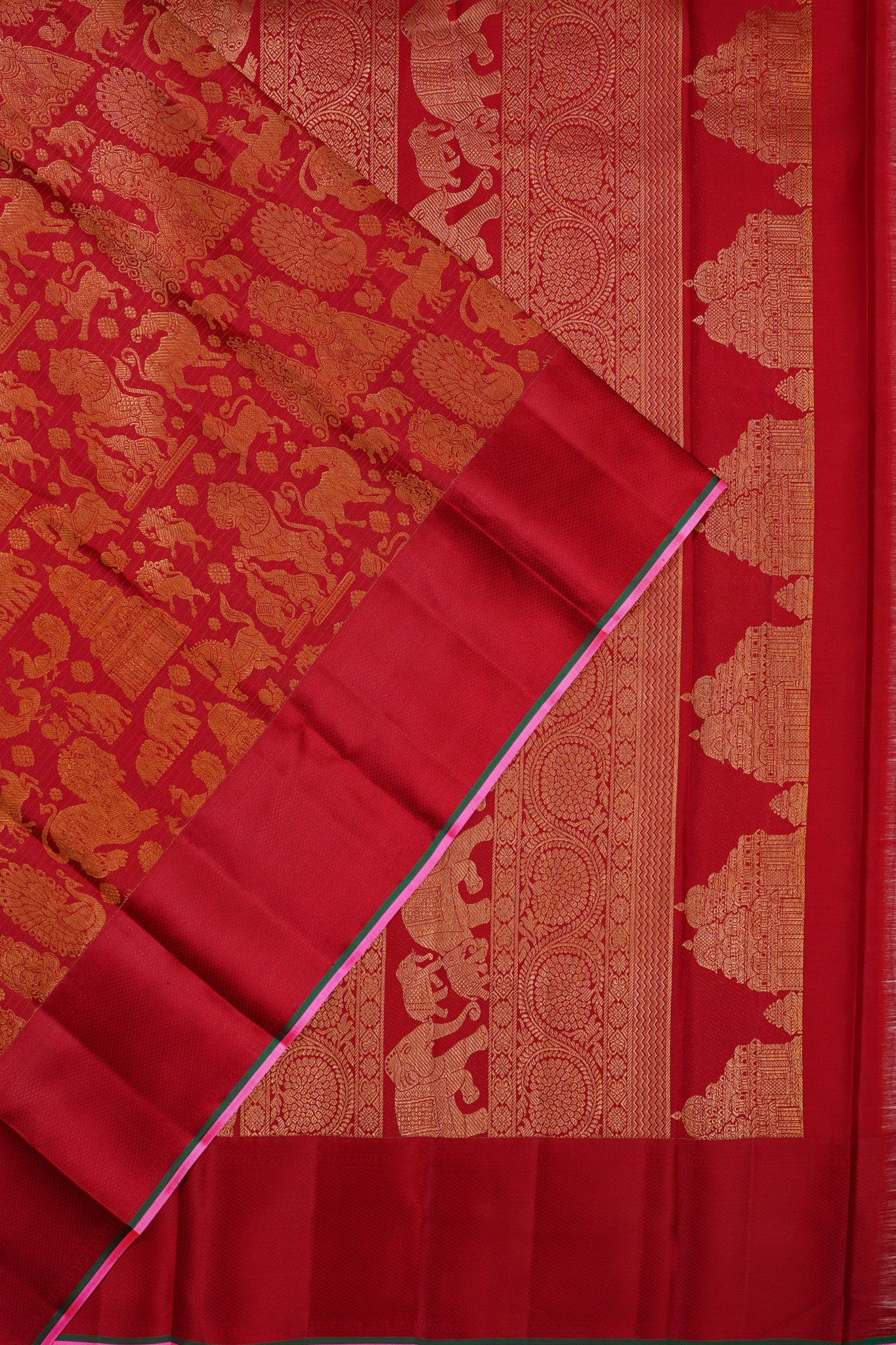 Kanchipuram Silk Brocade Maroon Saree