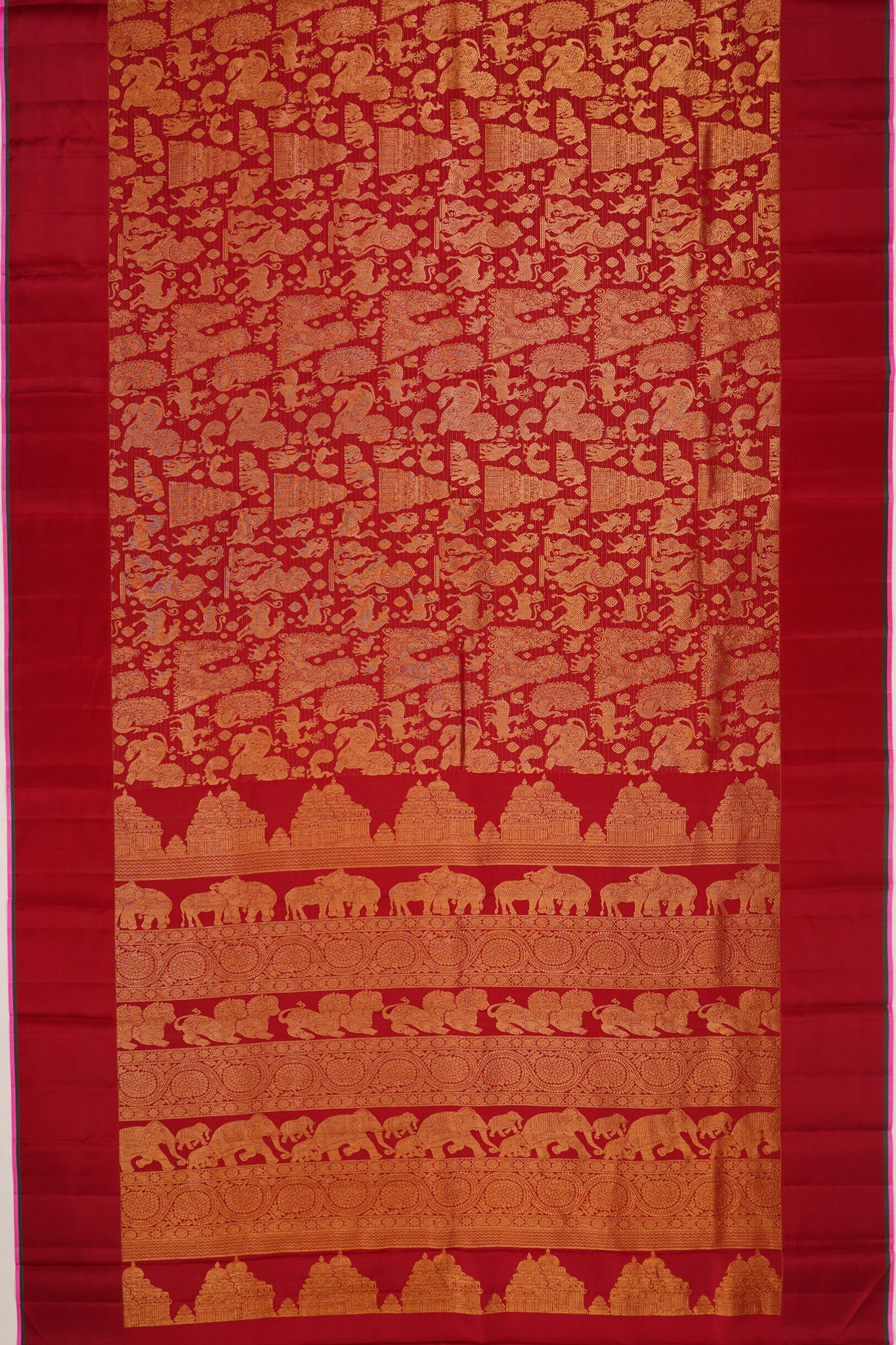 Kanchipuram Silk Brocade Maroon Saree