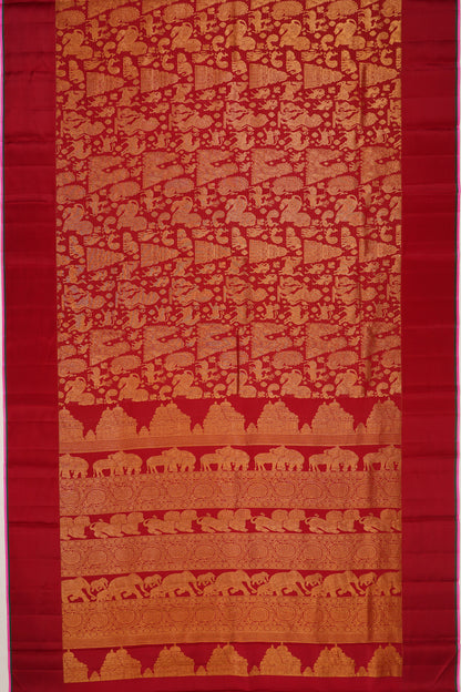 Kanchipuram Silk Brocade Maroon Saree