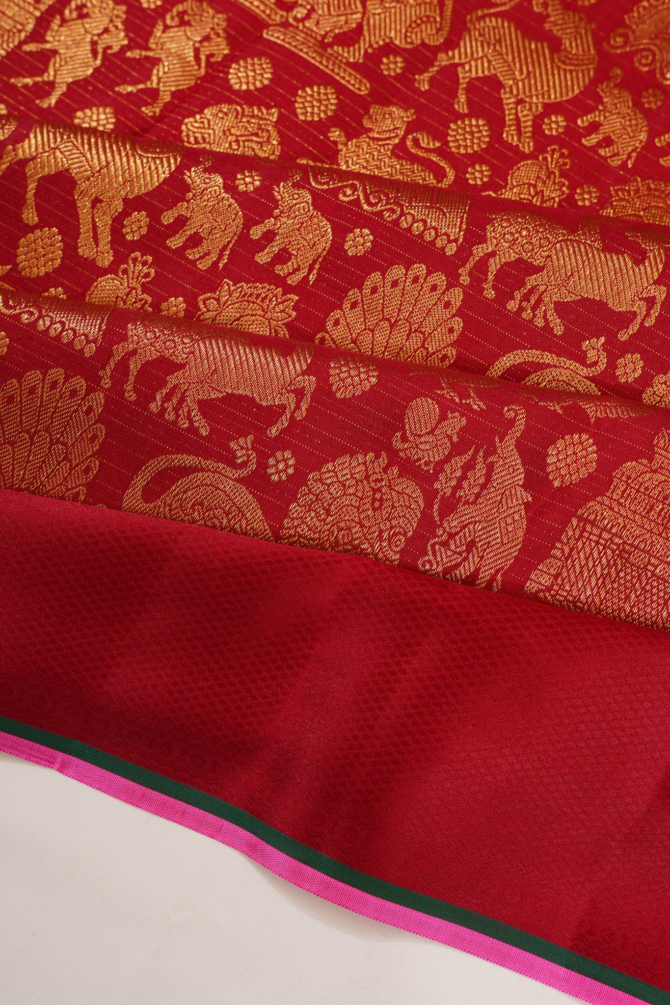 Kanchipuram Silk Brocade Maroon Saree
