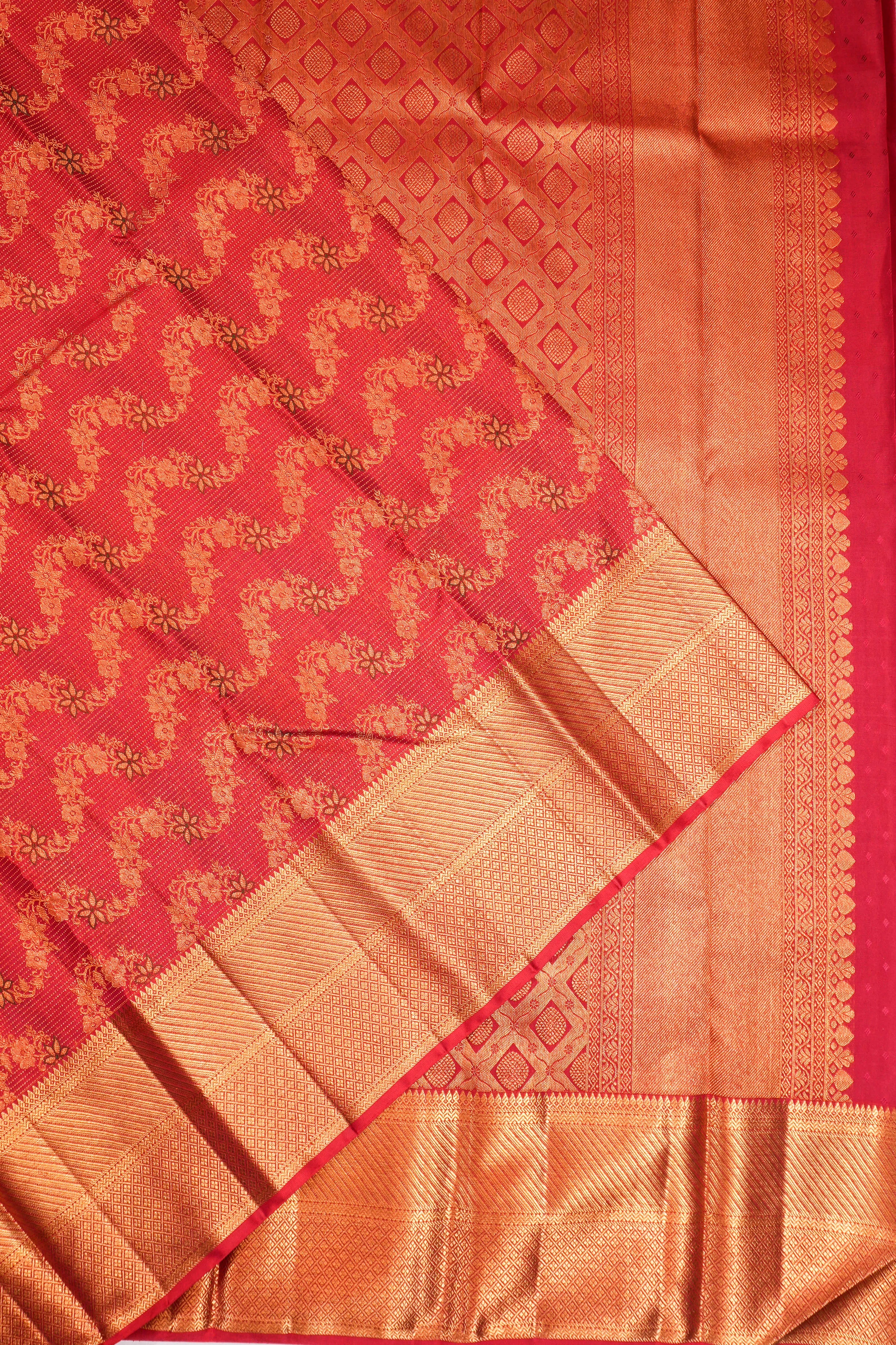 Kanchipuram Silk Brocade Red Saree