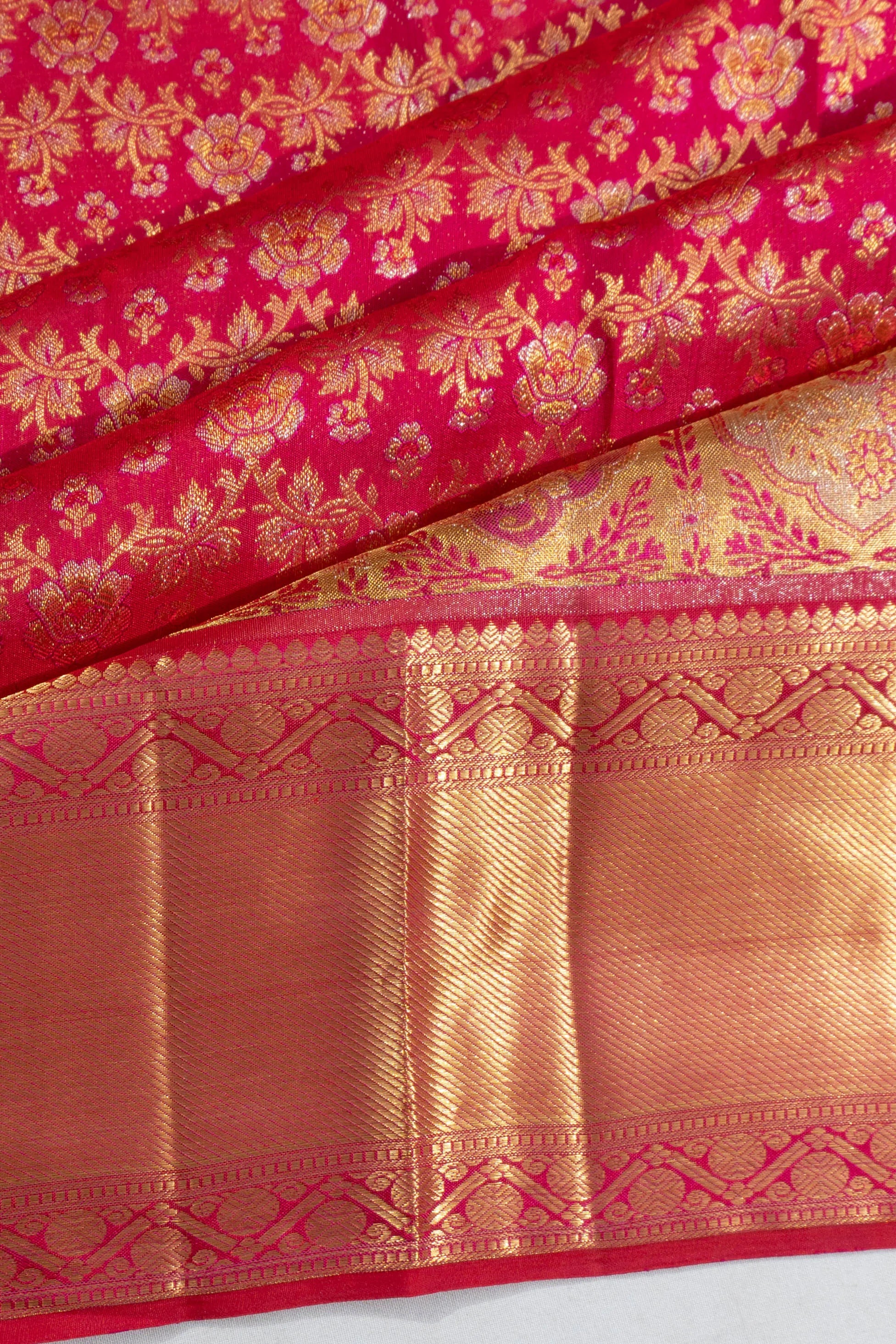 Kanchipuram Silk Brocade Pink Saree