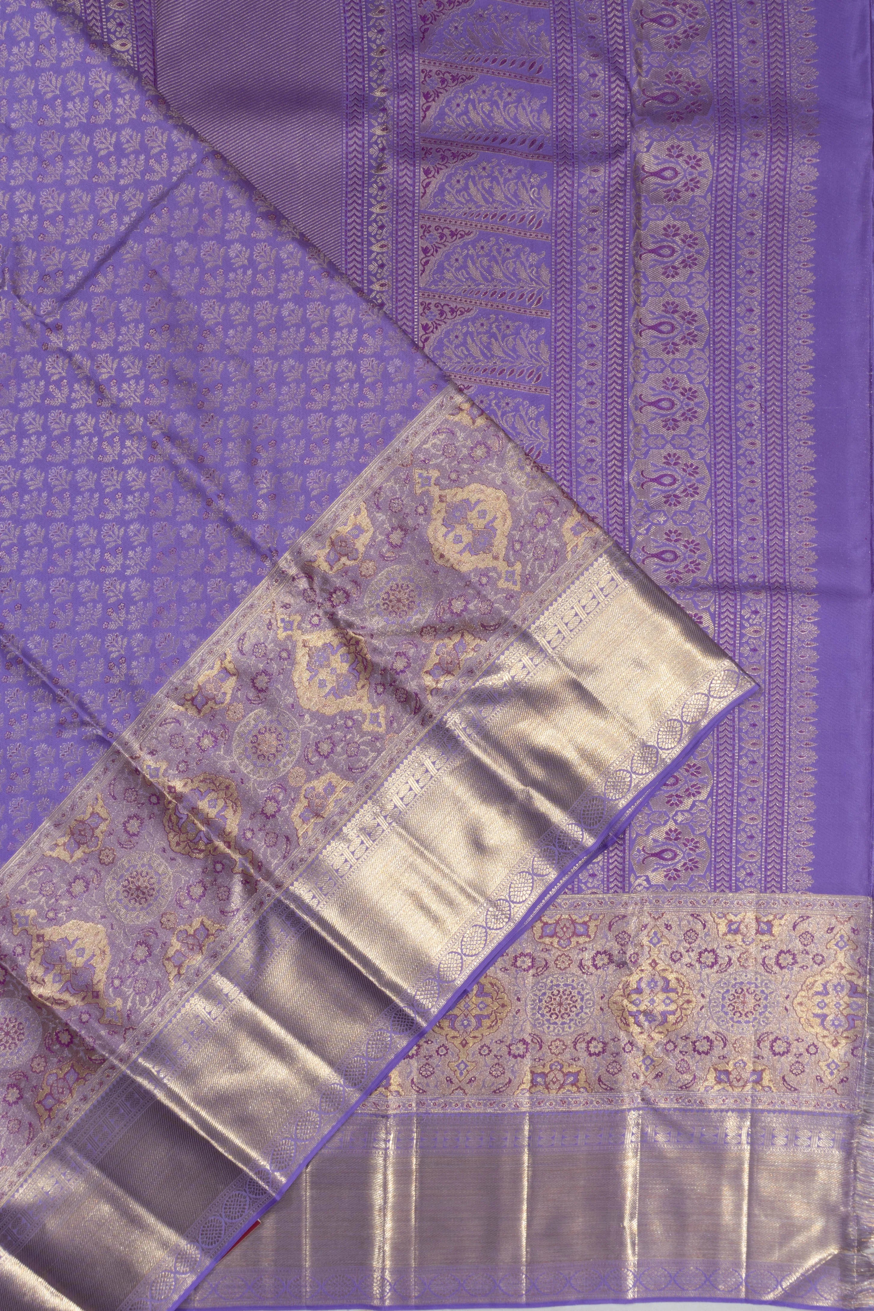 Kanchipuram Silk Brocade Lavender Saree