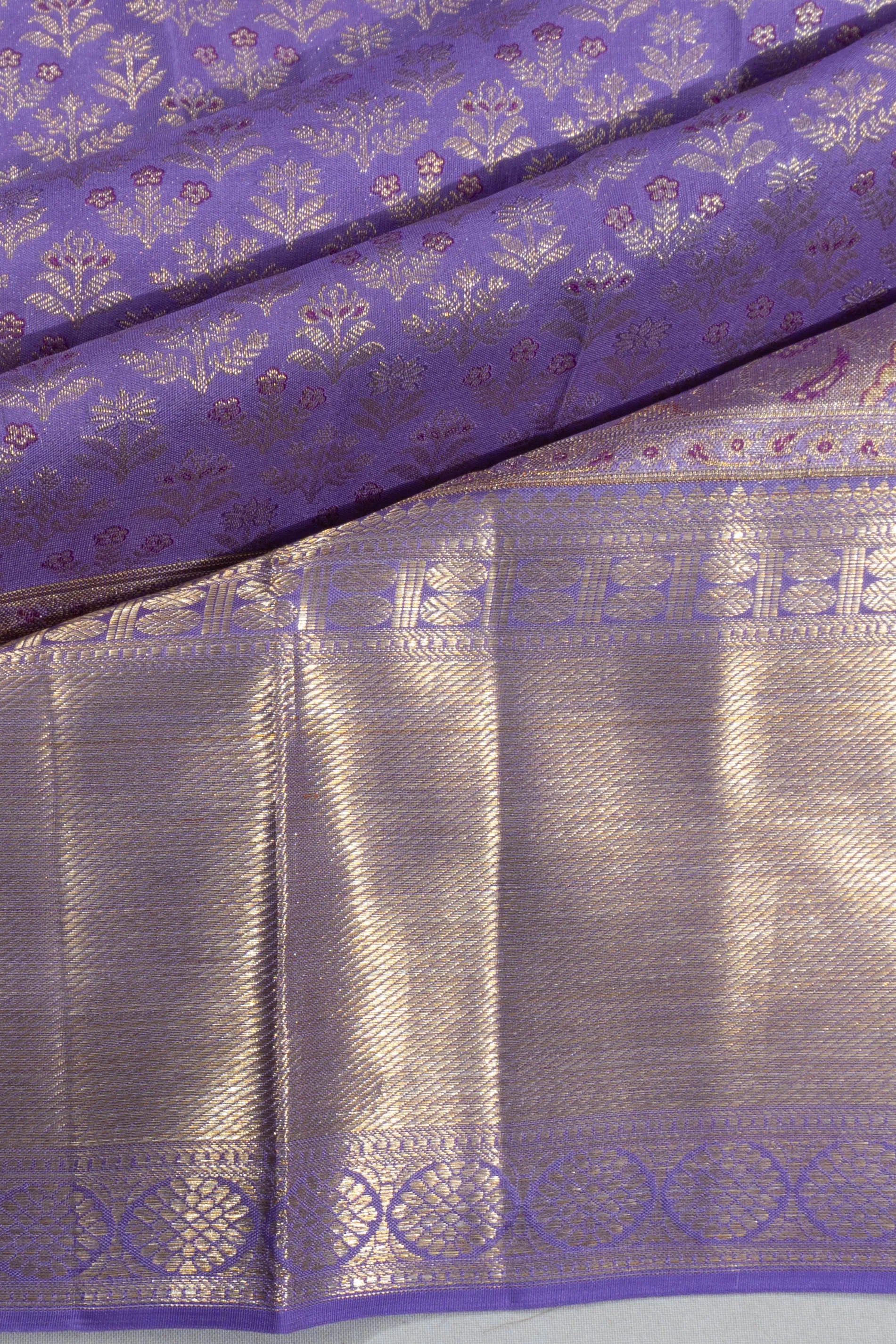 Kanchipuram Silk Brocade Lavender Saree