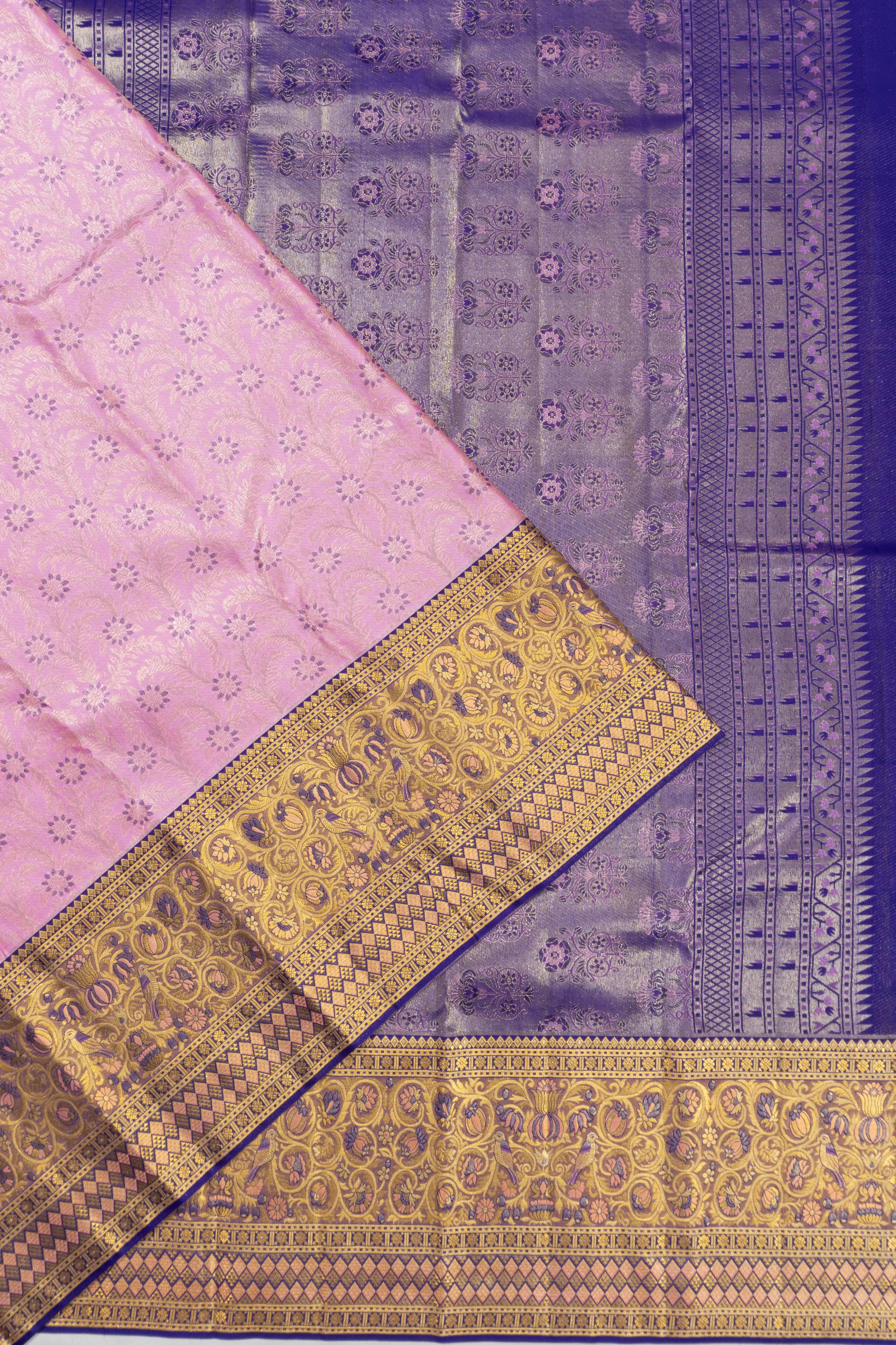 Kanchipuram Silk Brocade Baby Pink Saree