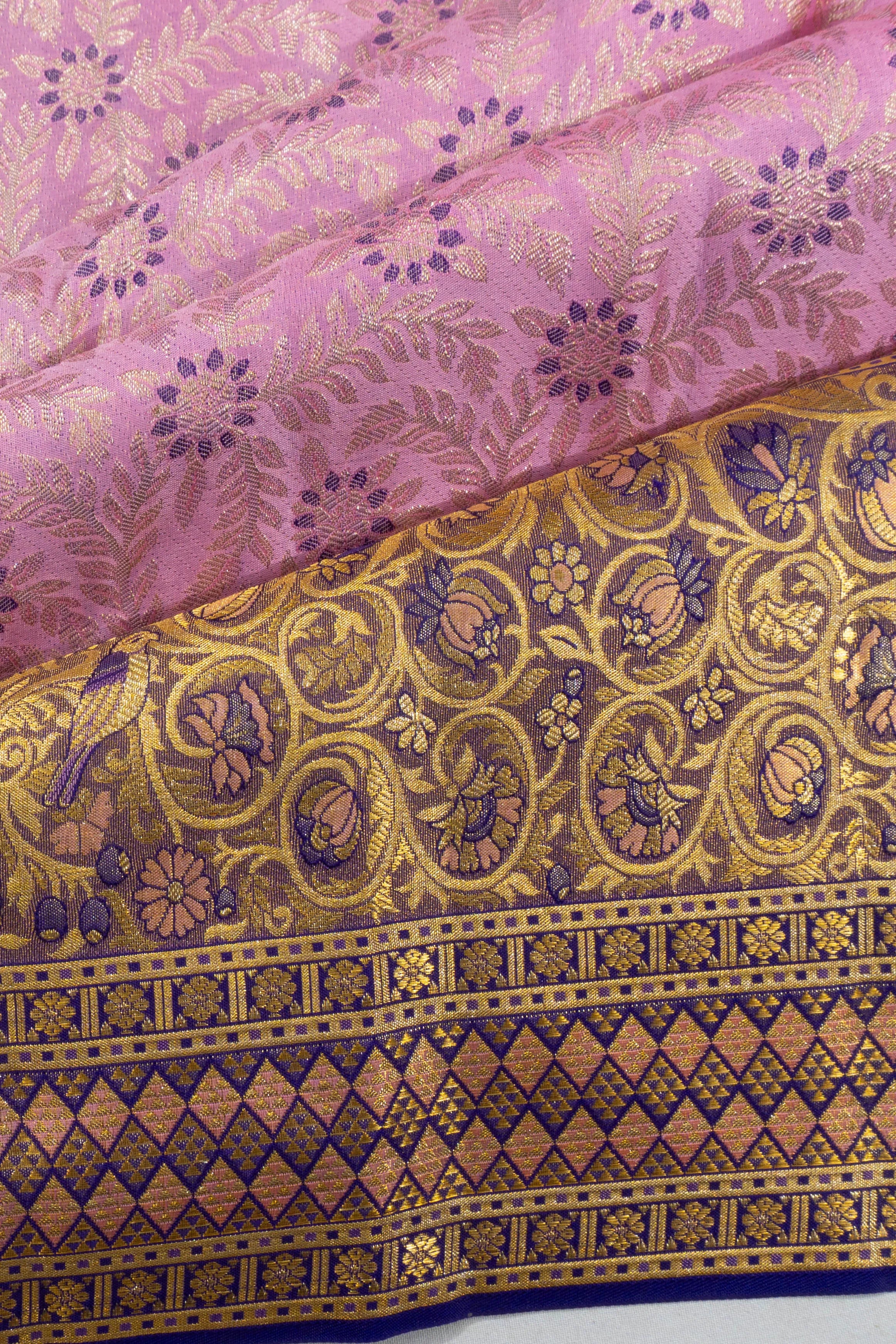 Kanchipuram Silk Brocade Baby Pink Saree