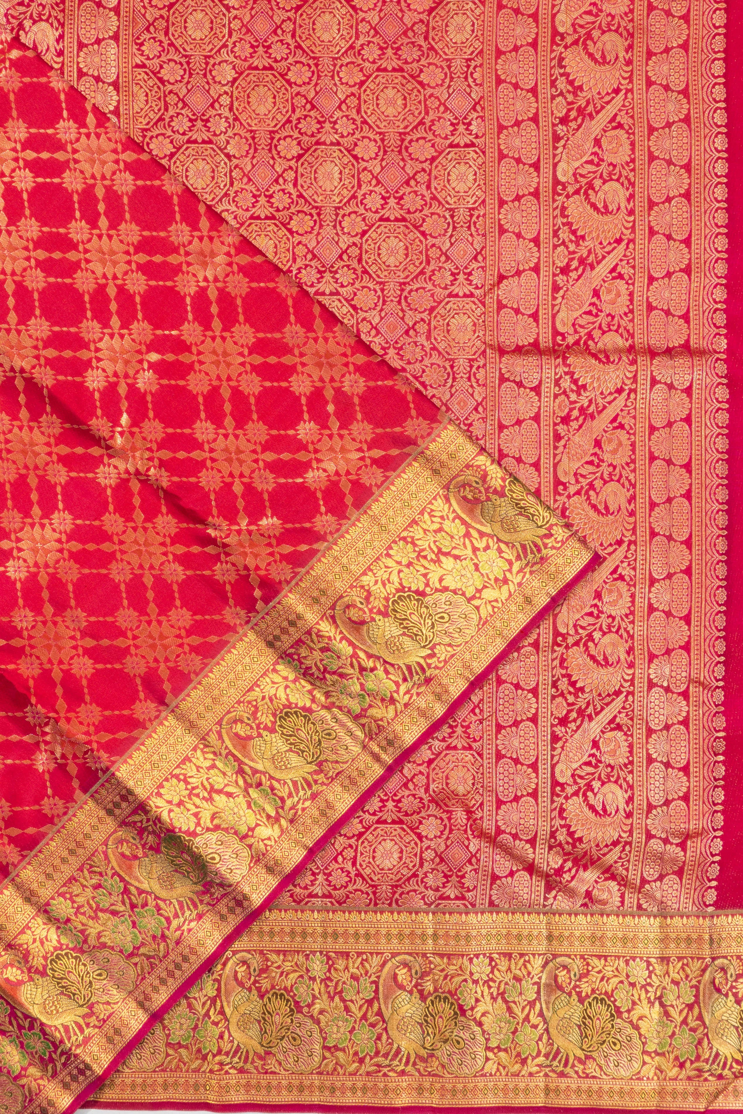 Kanchipuram Silk Brocade Red Saree