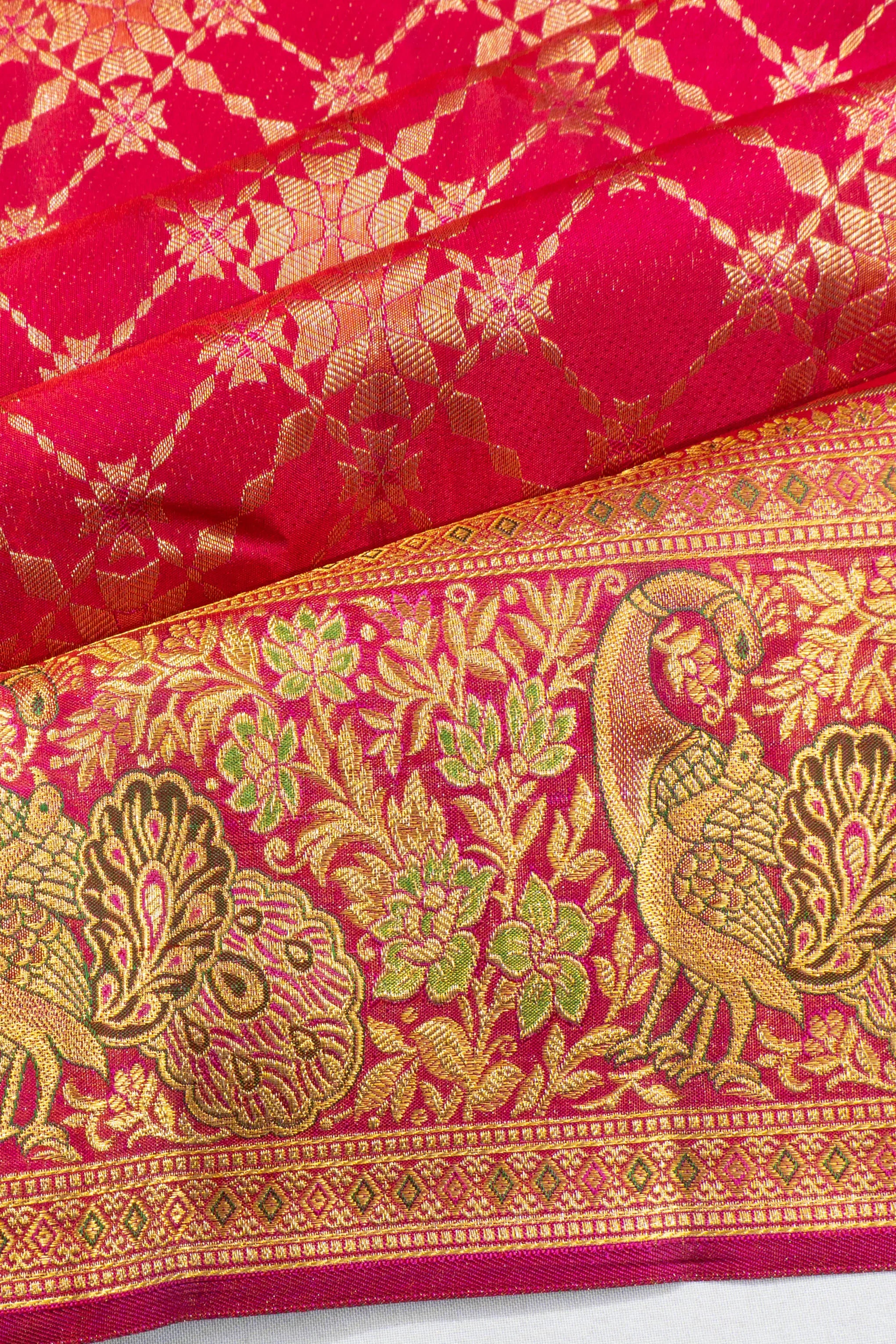 Kanchipuram Silk Brocade Red Saree