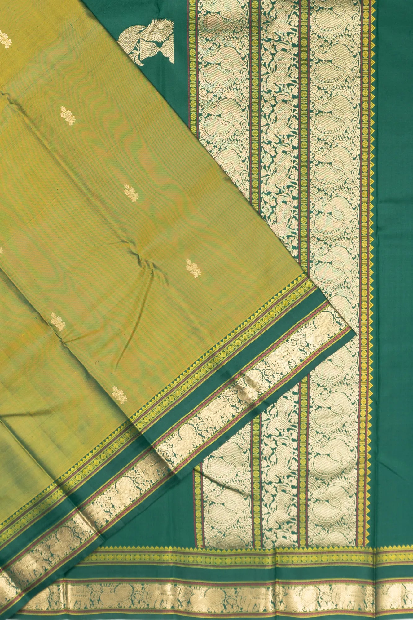 Classic Kanchipuram Silk Butta Parrot Green Saree
