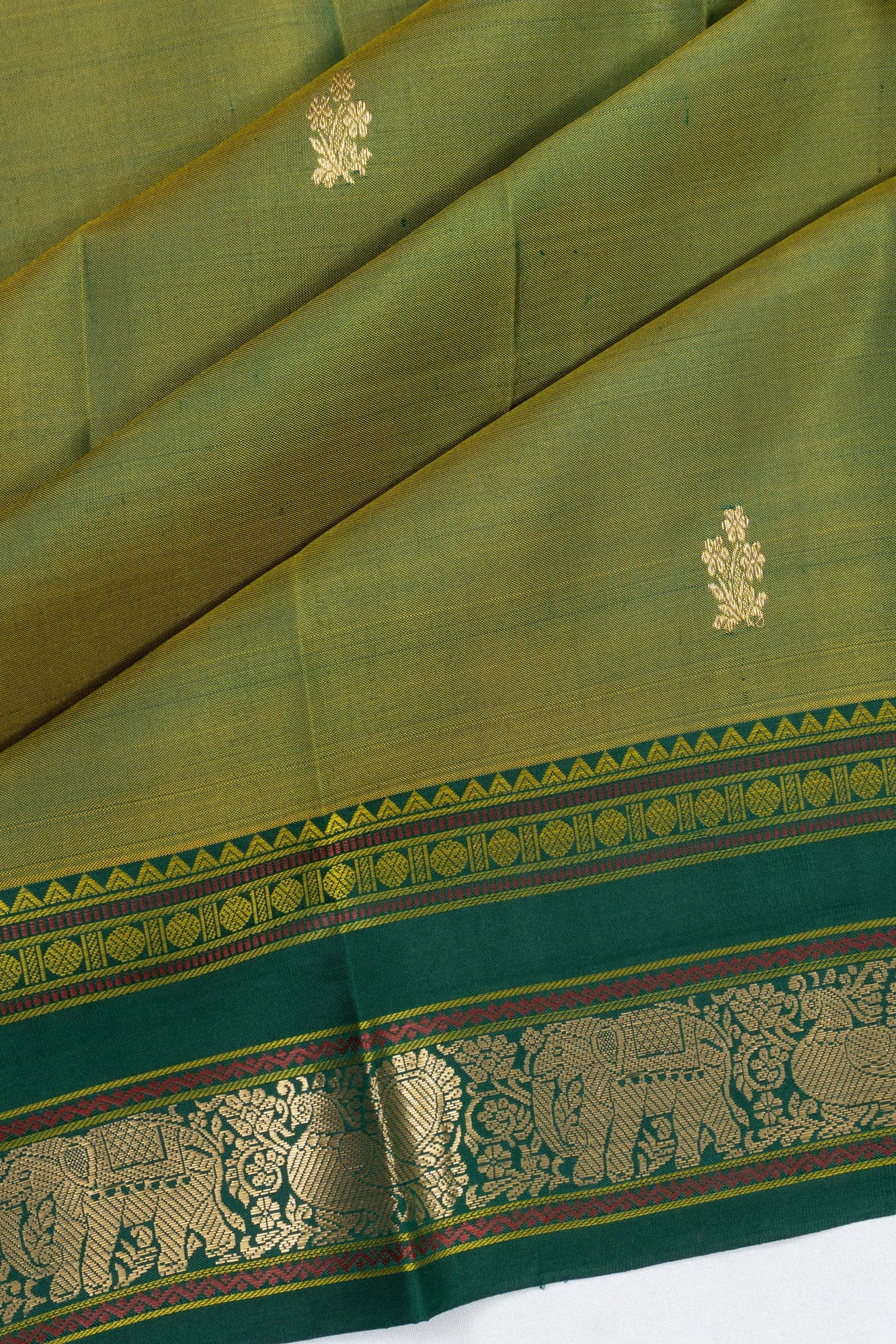 Classic Kanchipuram Silk Butta Parrot Green Saree