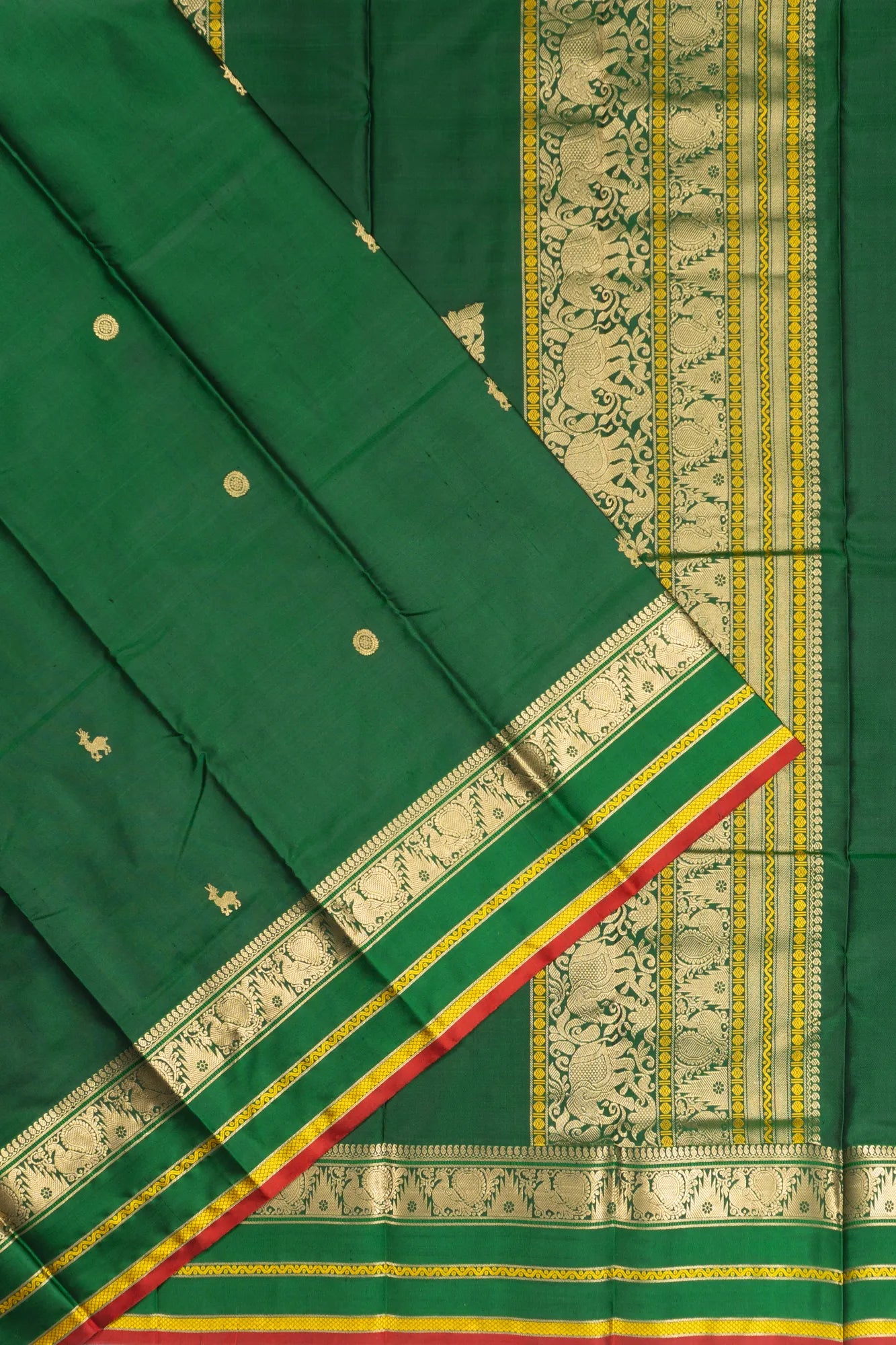 Classic Kanchipuram Silk Butta Dark Green Saree