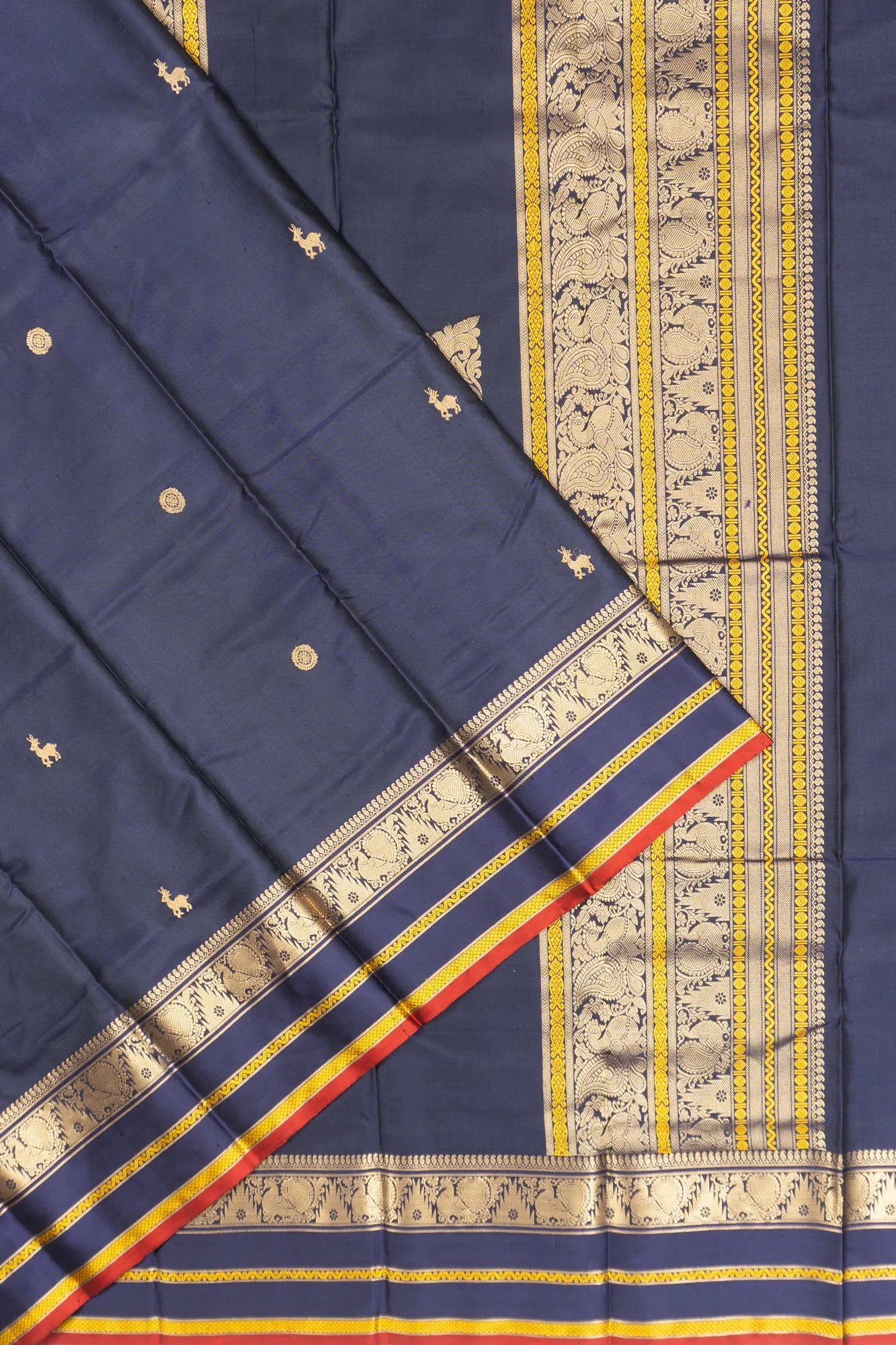 Classic Kanchipuram Silk Butta Dark Blue Saree