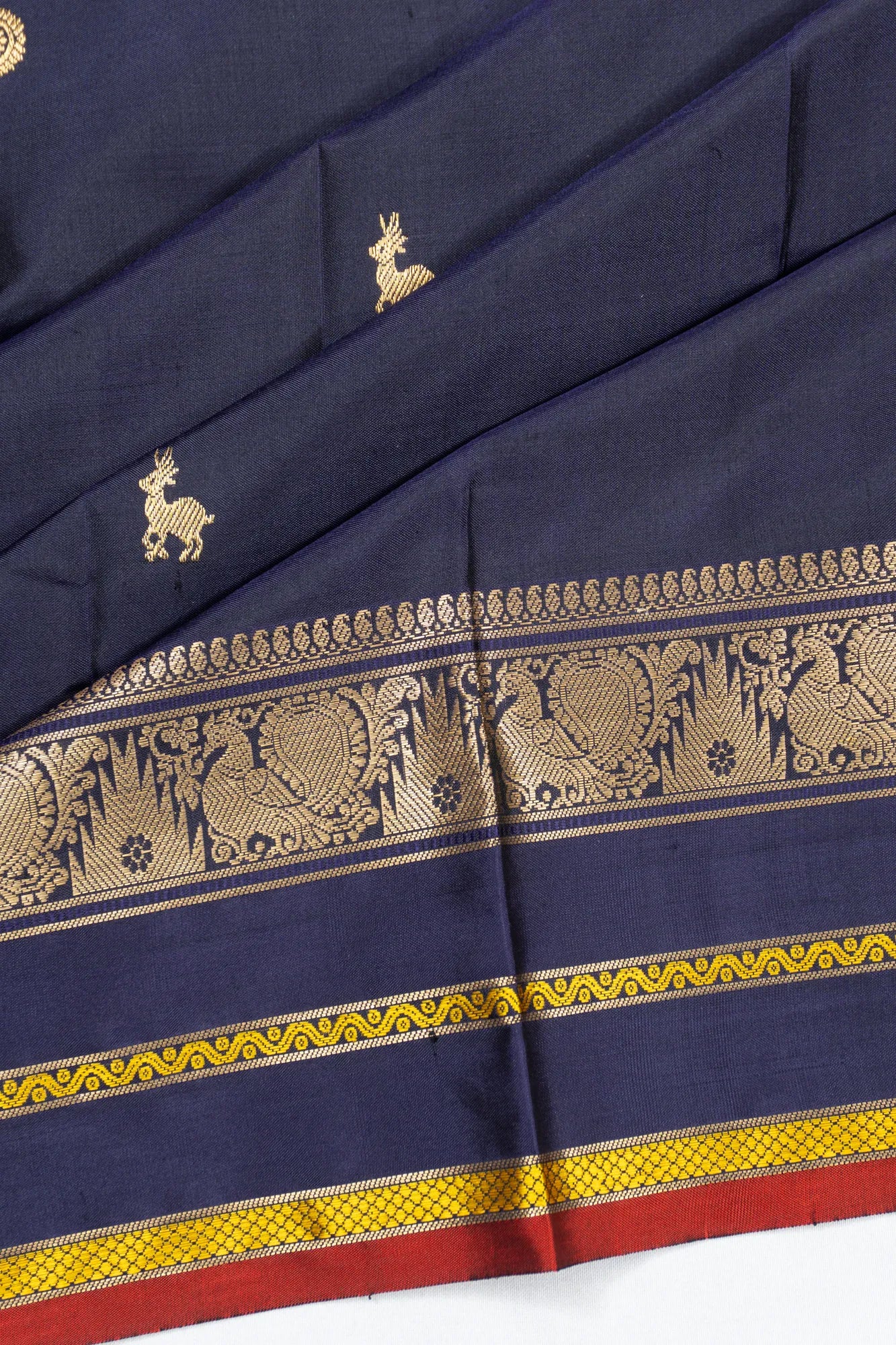 Classic Kanchipuram Silk Butta Dark Blue Saree