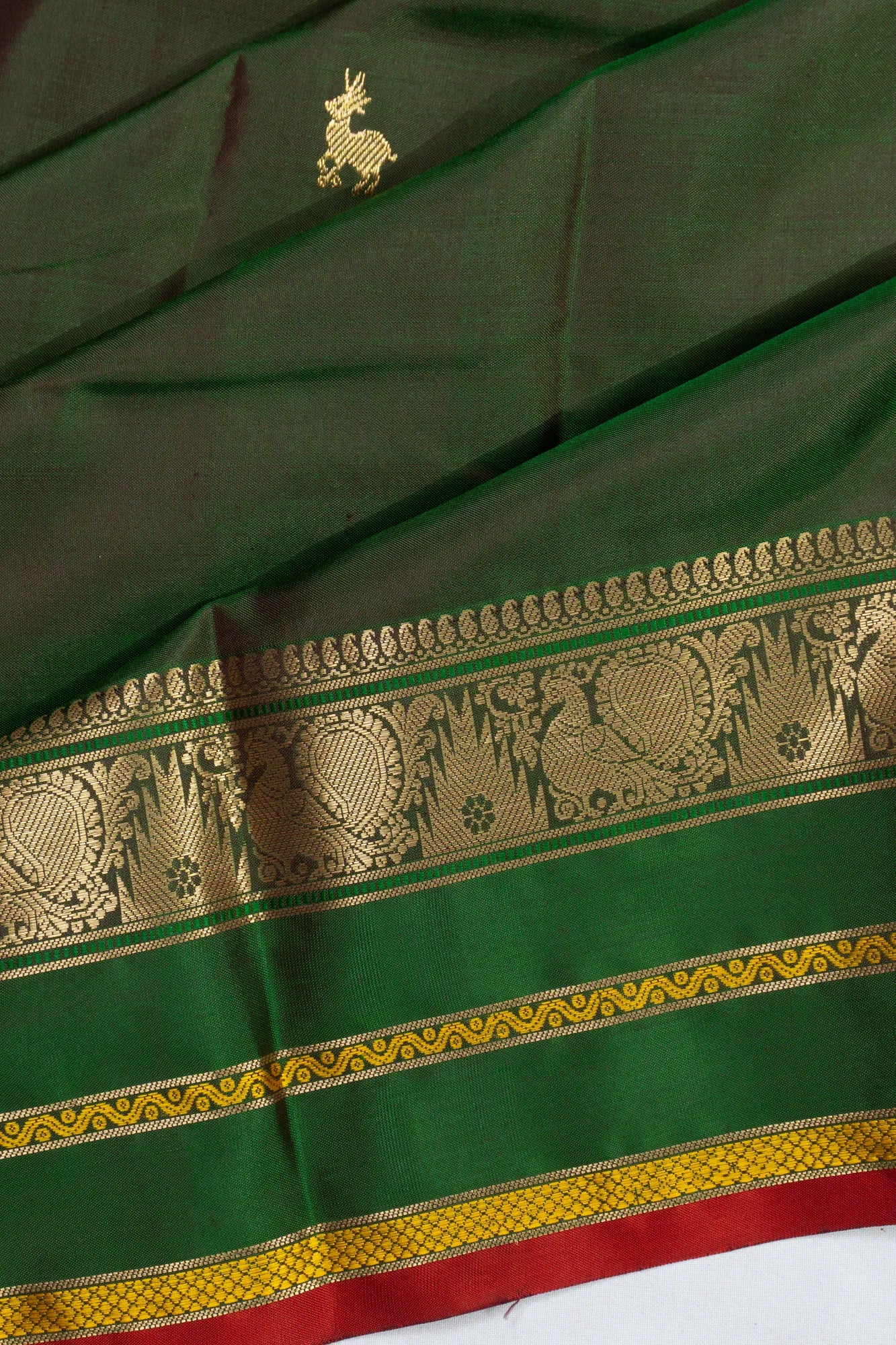 Classic Kanchipuram Silk Butta Dark Green Saree