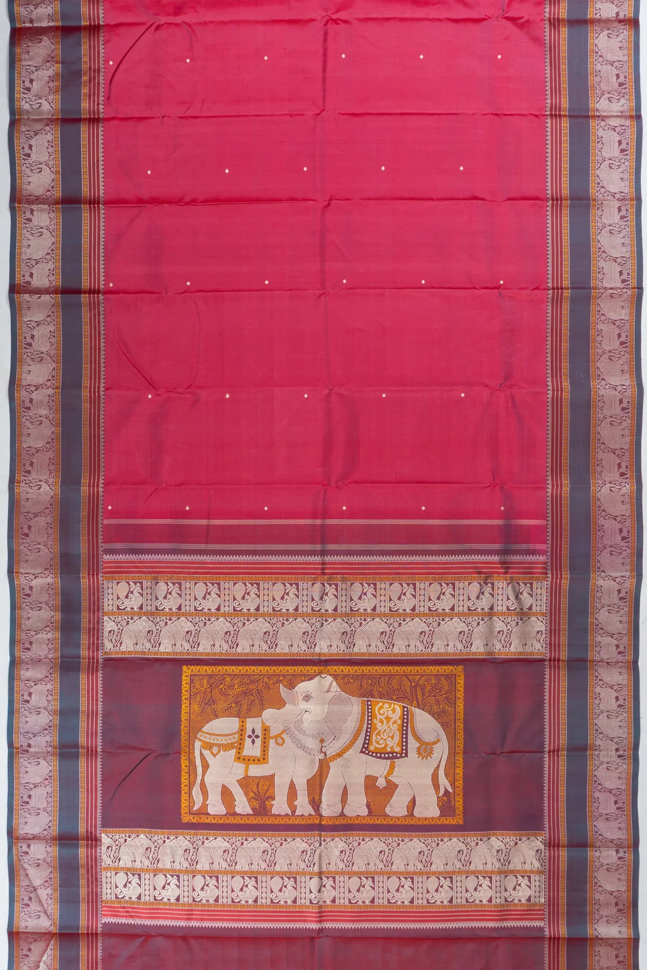 Classic Zero Zari Kanchipuram Silk Butta Pink Saree
