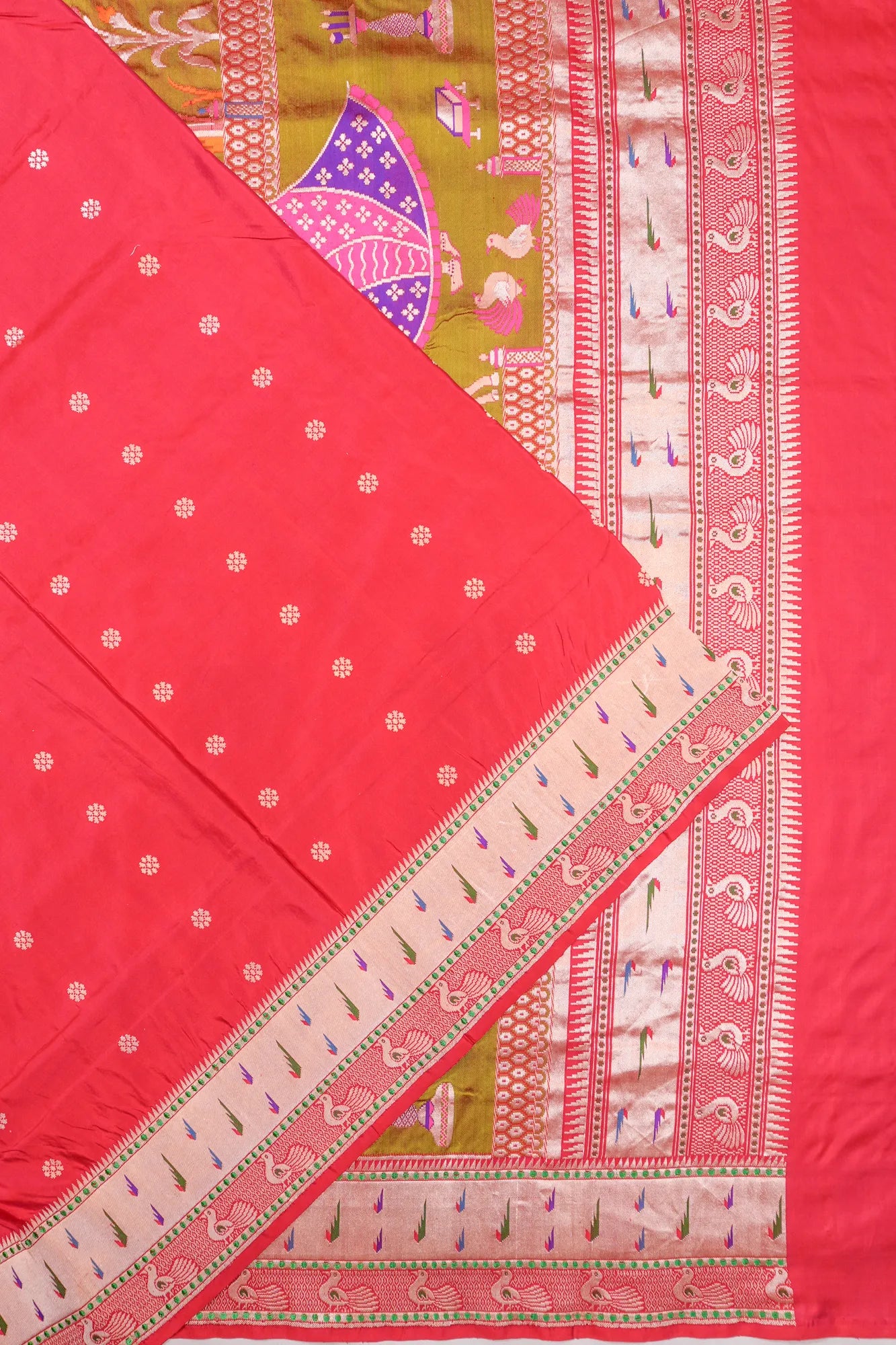 Banarasi Silk Butta Pinkish Red Saree