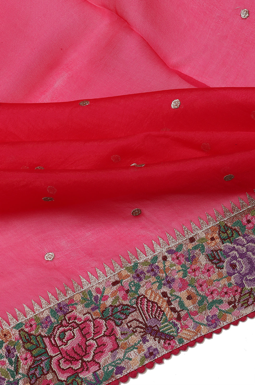Organza Butta Red Saree With Embroidery Border