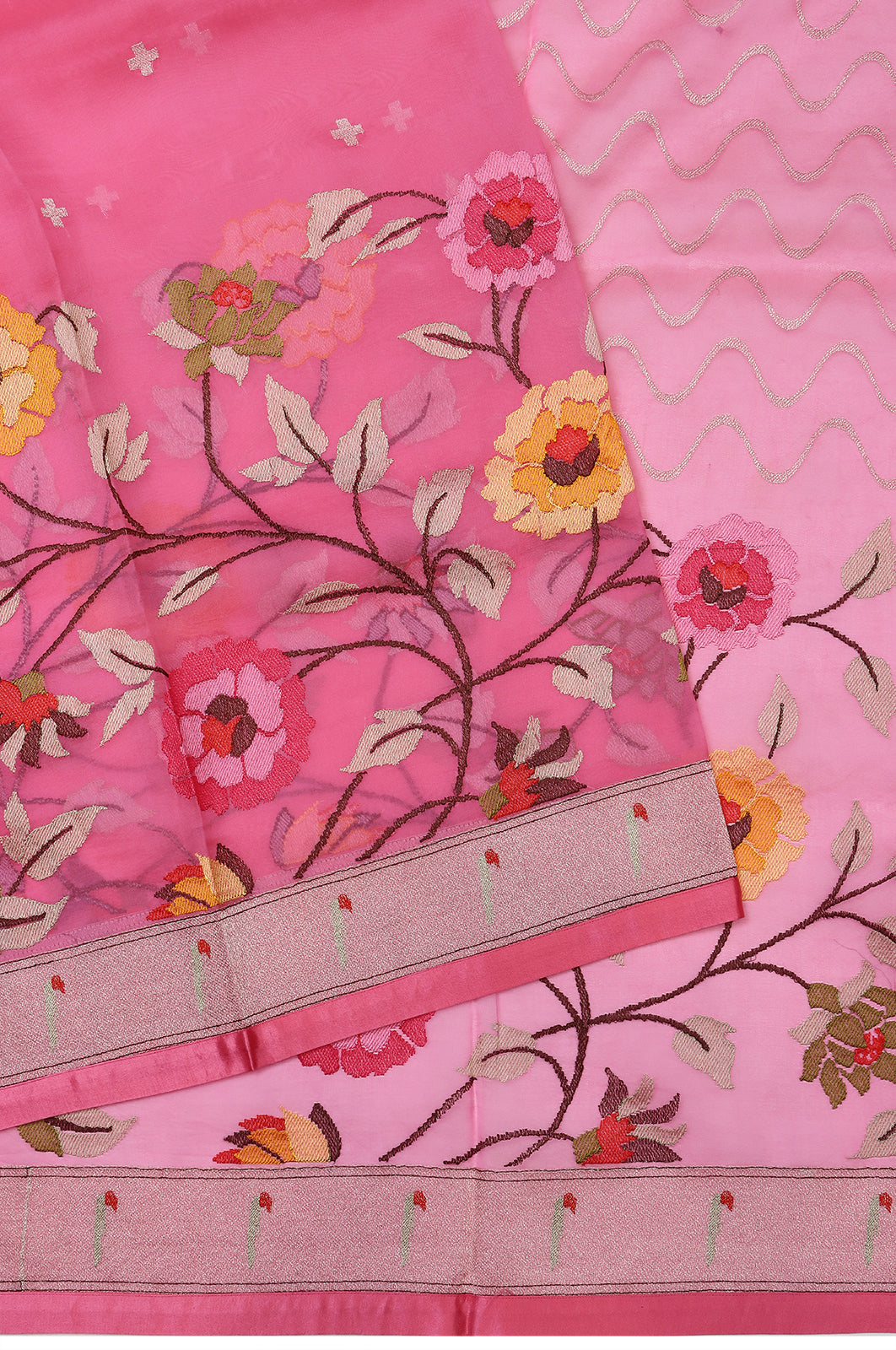 Organza Butta Pink Saree