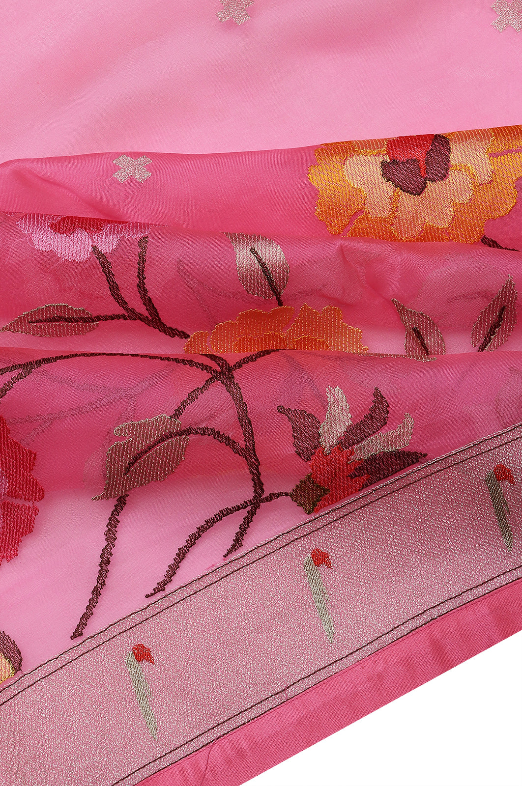 Organza Butta Pink Saree