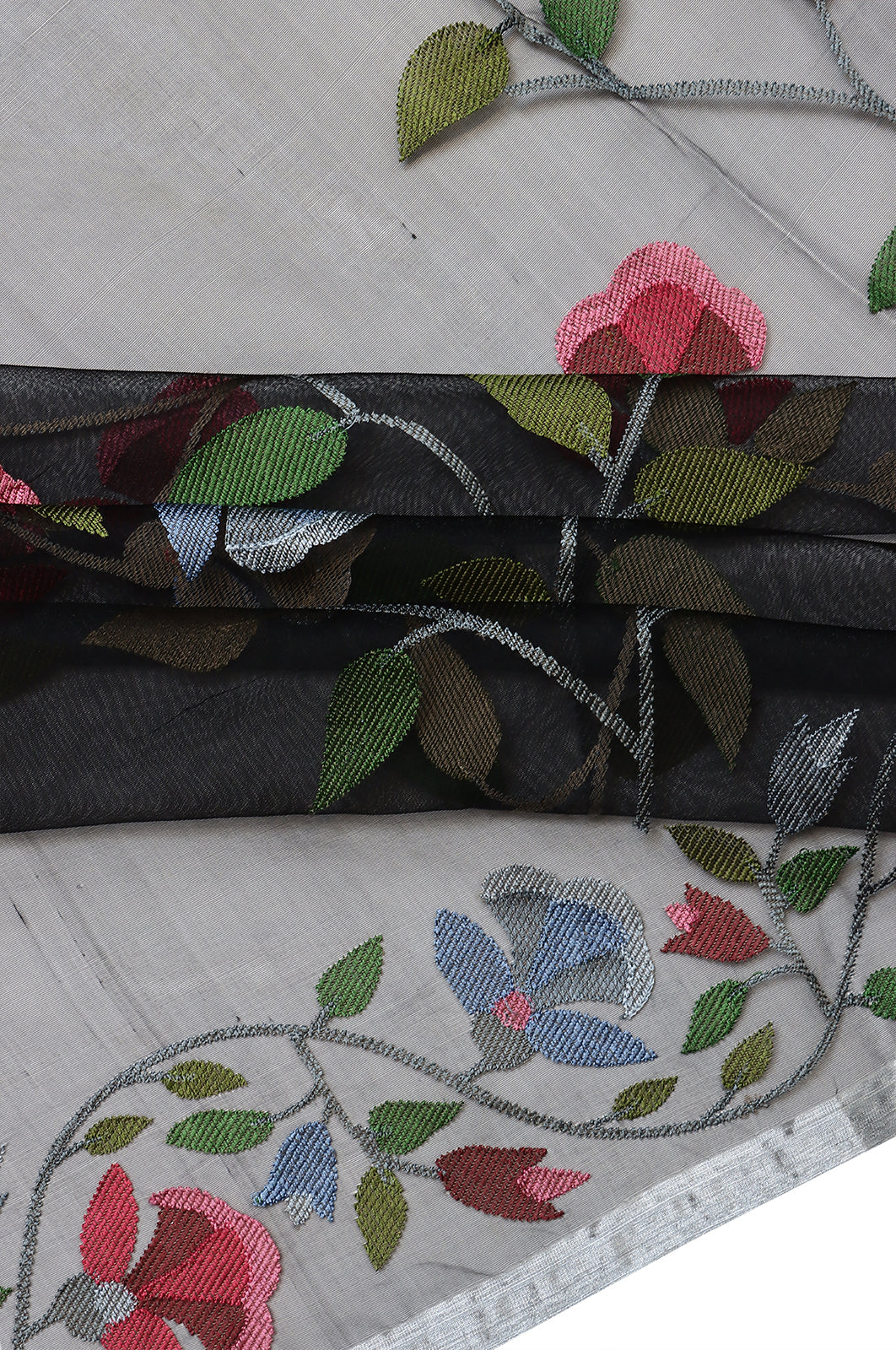 Organza Embroidery Black Saree